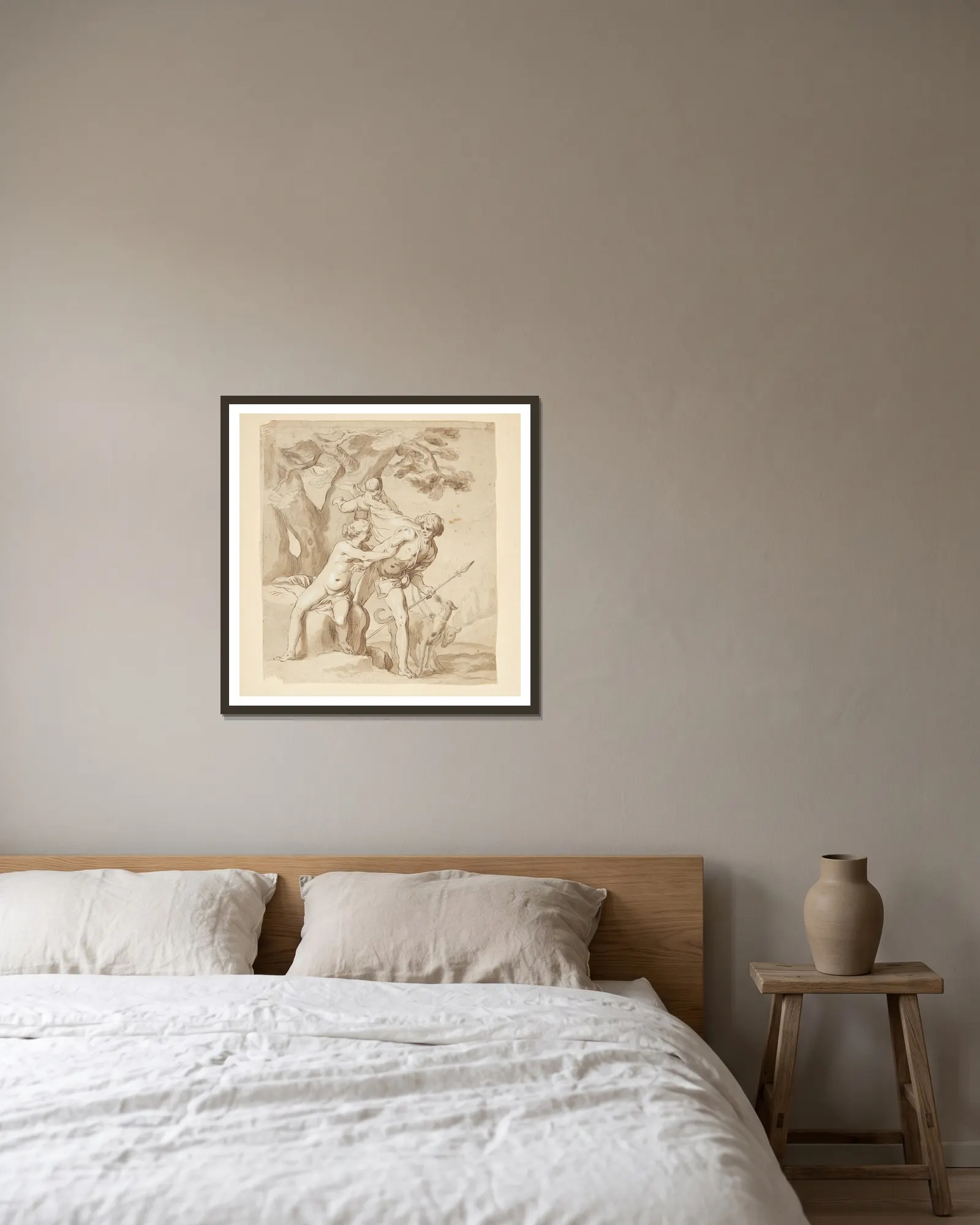 Venus and Adonis – nr 1 av Abraham Bloemaert inramad på en vägg