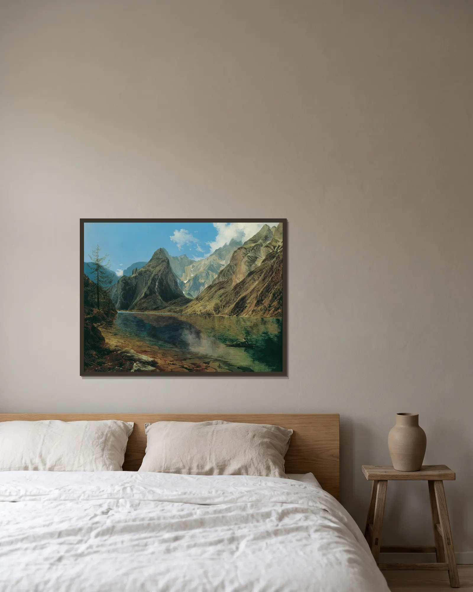 Der Königssee mit dem Watzmann av Adalbert Stifter inramad på en vägg