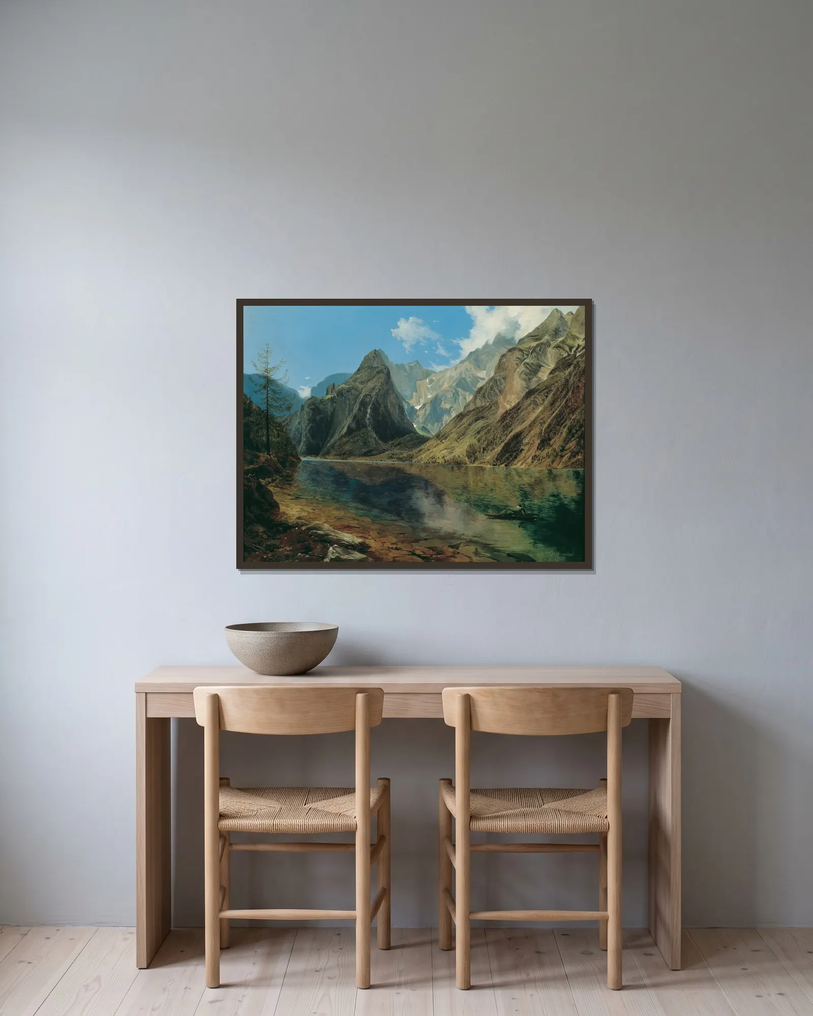 Der Königssee mit dem Watzmann av Adalbert Stifter inramad på en vägg