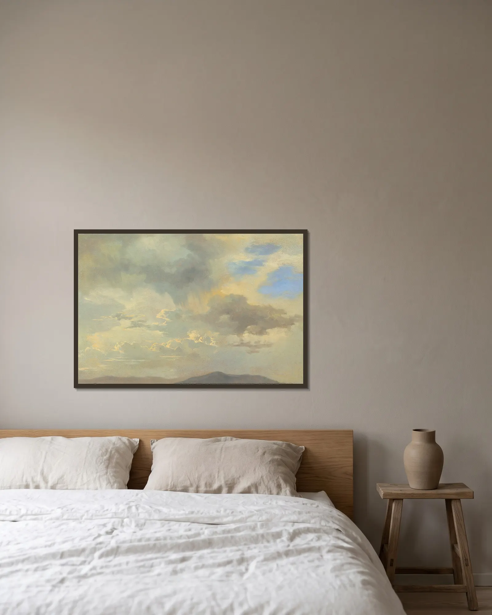 Wolkenstudie av Adalbert Stifter inramad på en vägg