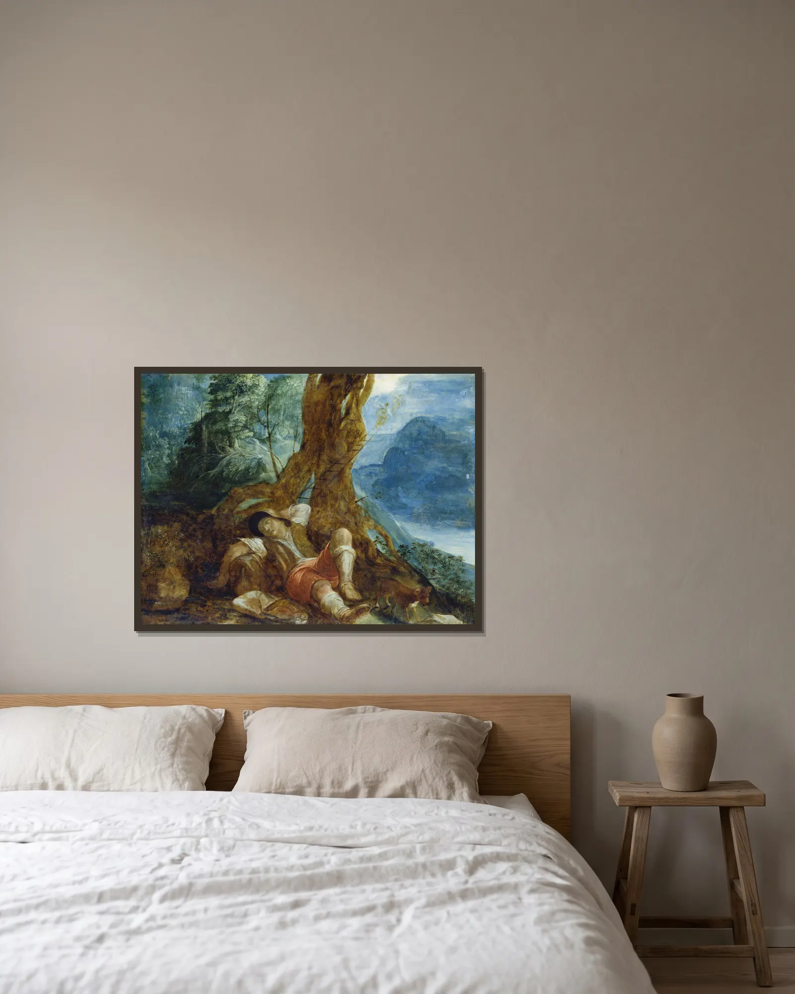 Jacob’s Dream av Adam Elsheimer inramad på en vägg