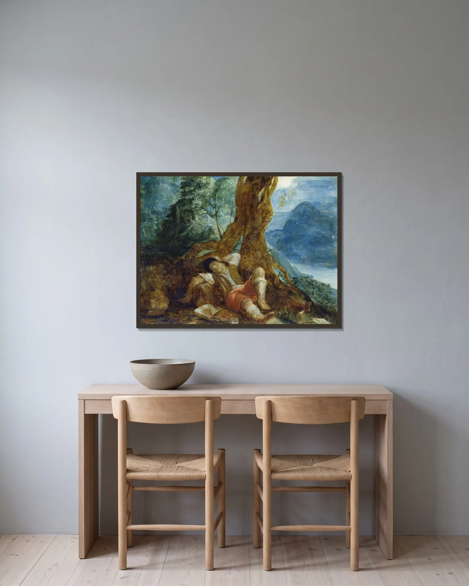 Jacob’s Dream av Adam Elsheimer inramad på en vägg