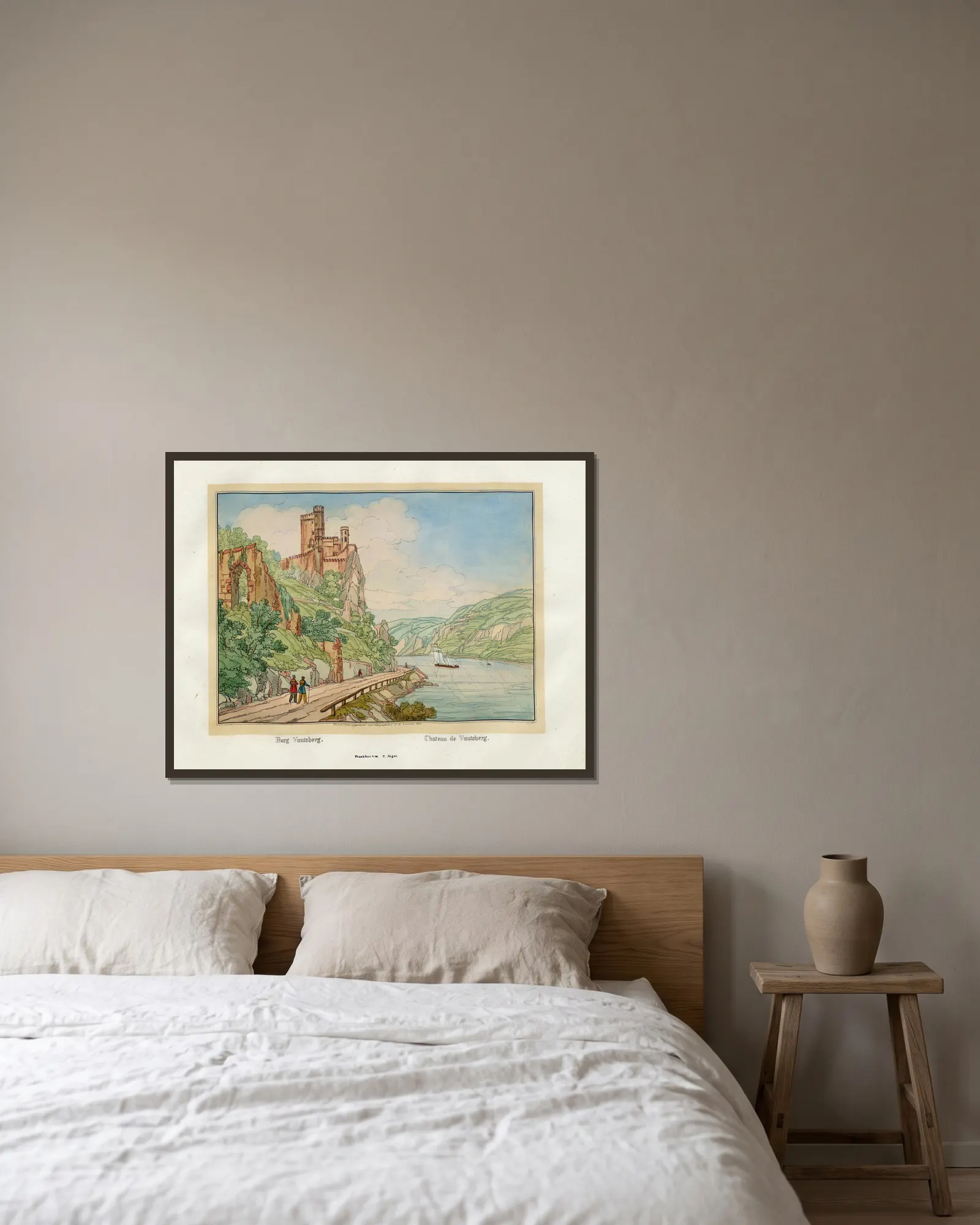 Chateau de Vautsberg av Johann Adolf Lasinsky inramad på en vägg