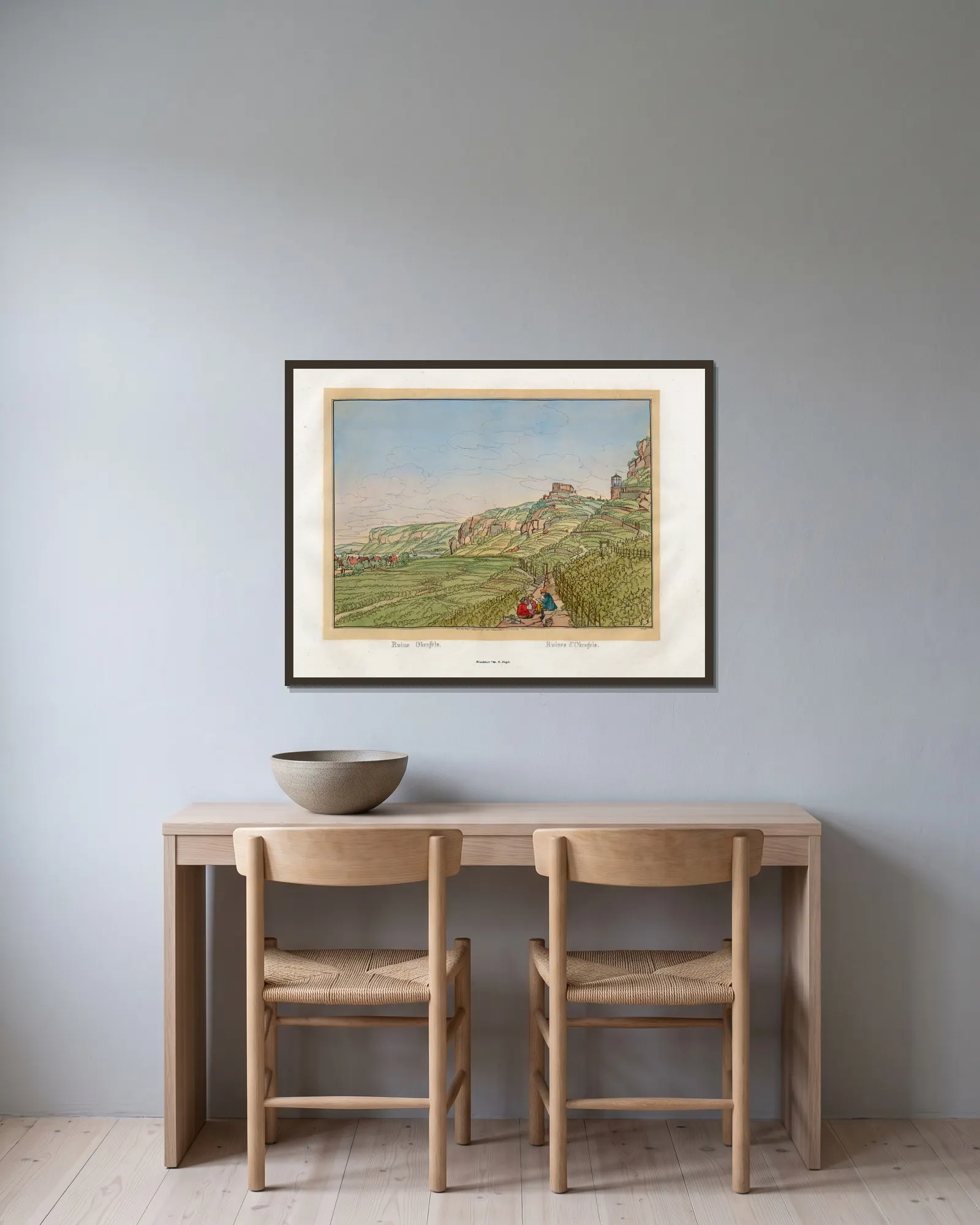 Ruines d’Okenfels av Johann Adolf Lasinsky inramad på en vägg
