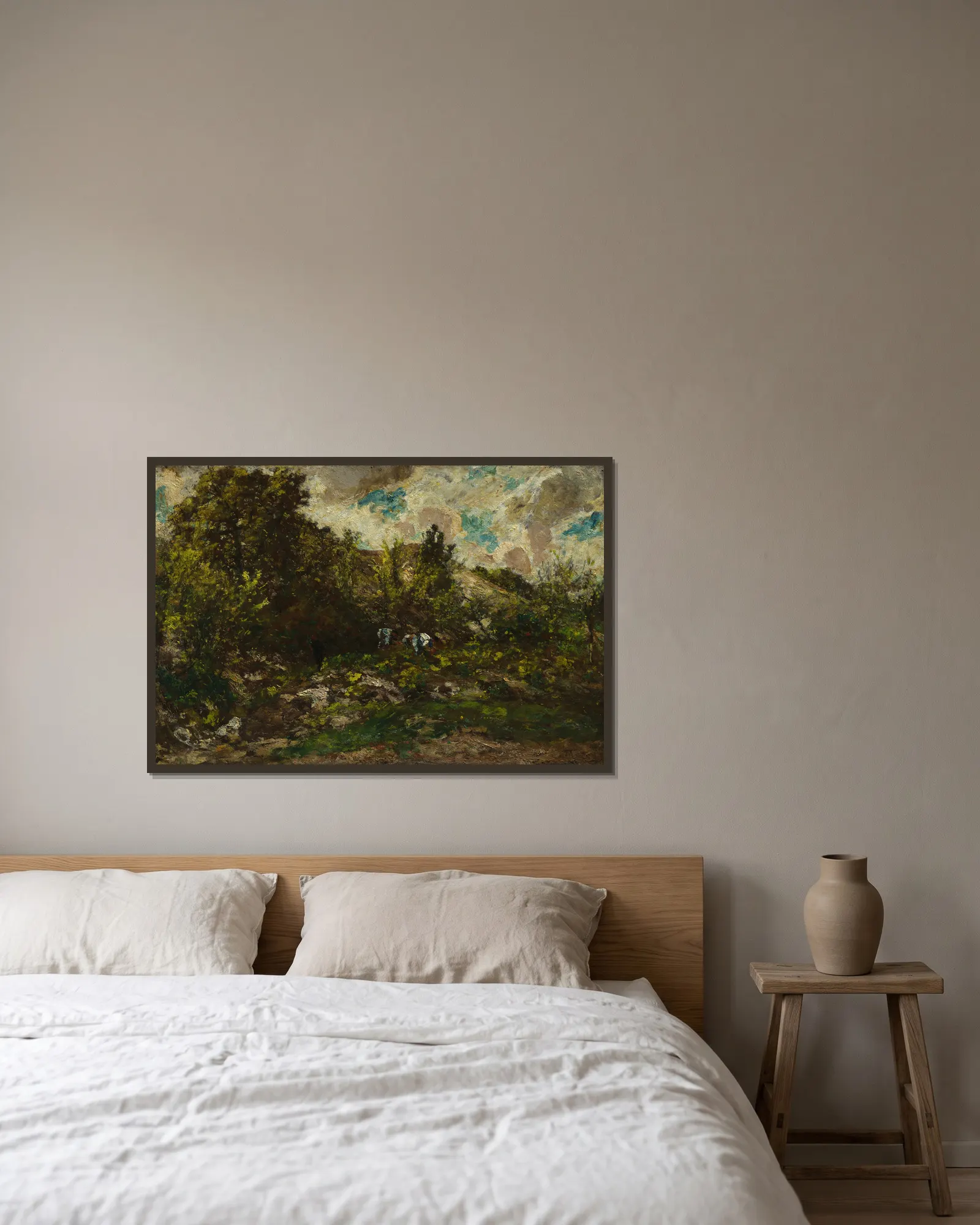 Autumn av Adolphe Monticelli inramad på en vägg