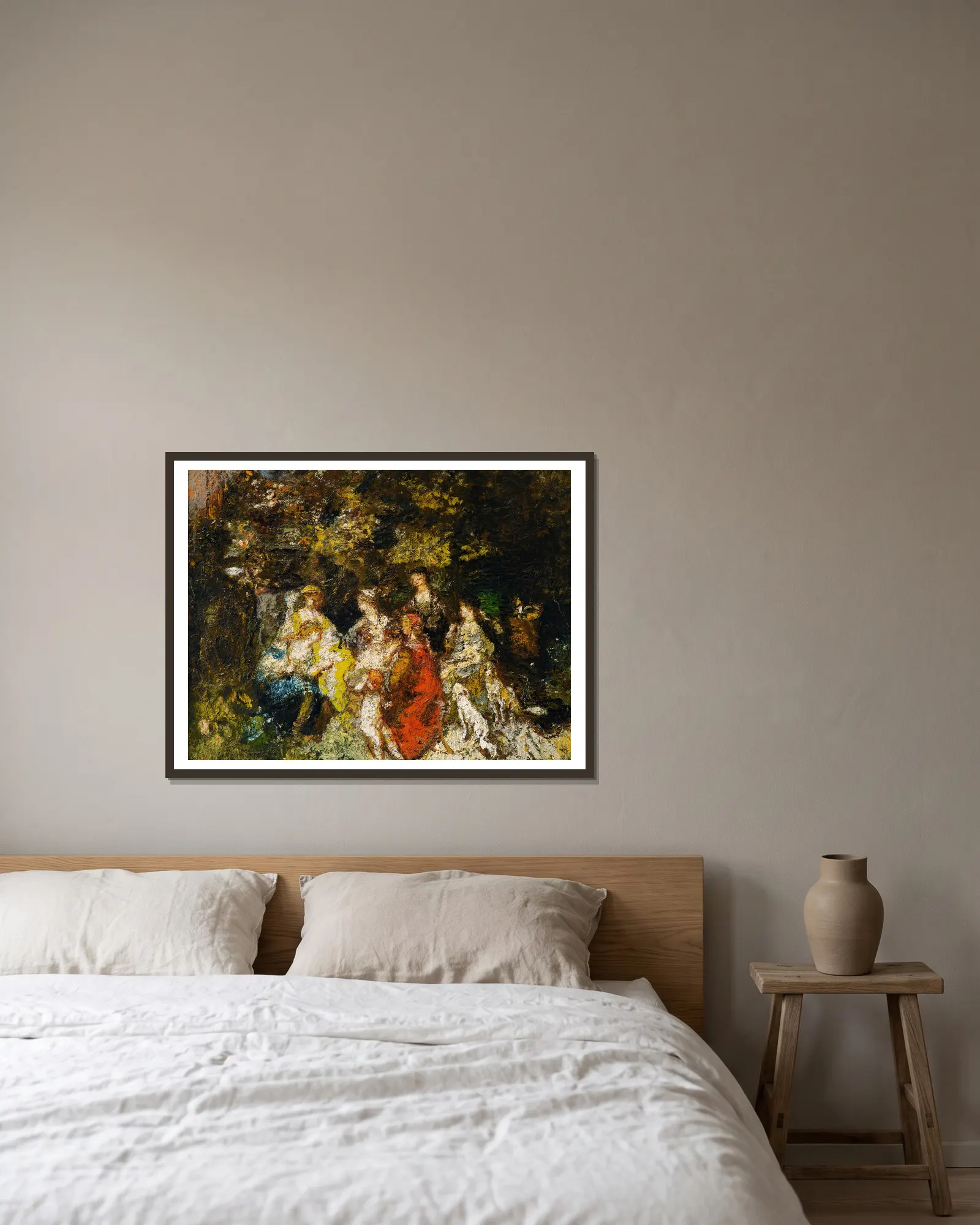 The Decameron av Adolphe Monticelli inramad på en vägg