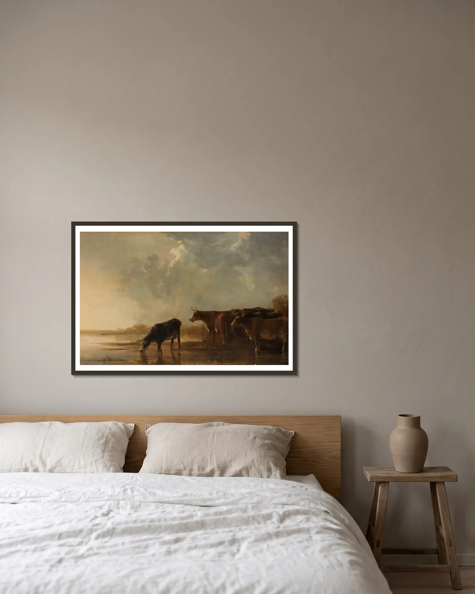 River Landscape with Cows av Aelbert Cuyp inramad på en vägg