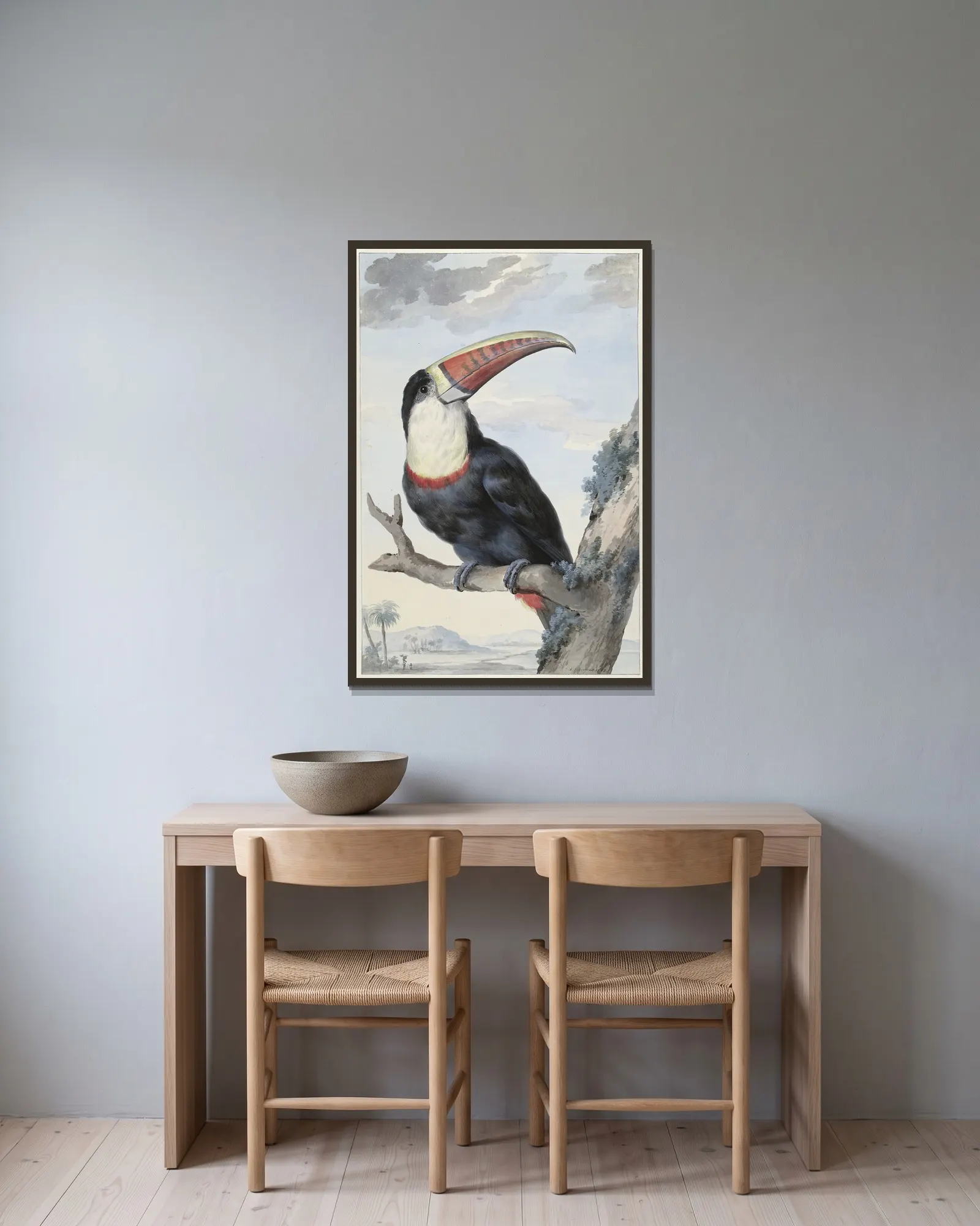 Red-billed Toucan av Aert Schouman inramad på en vägg