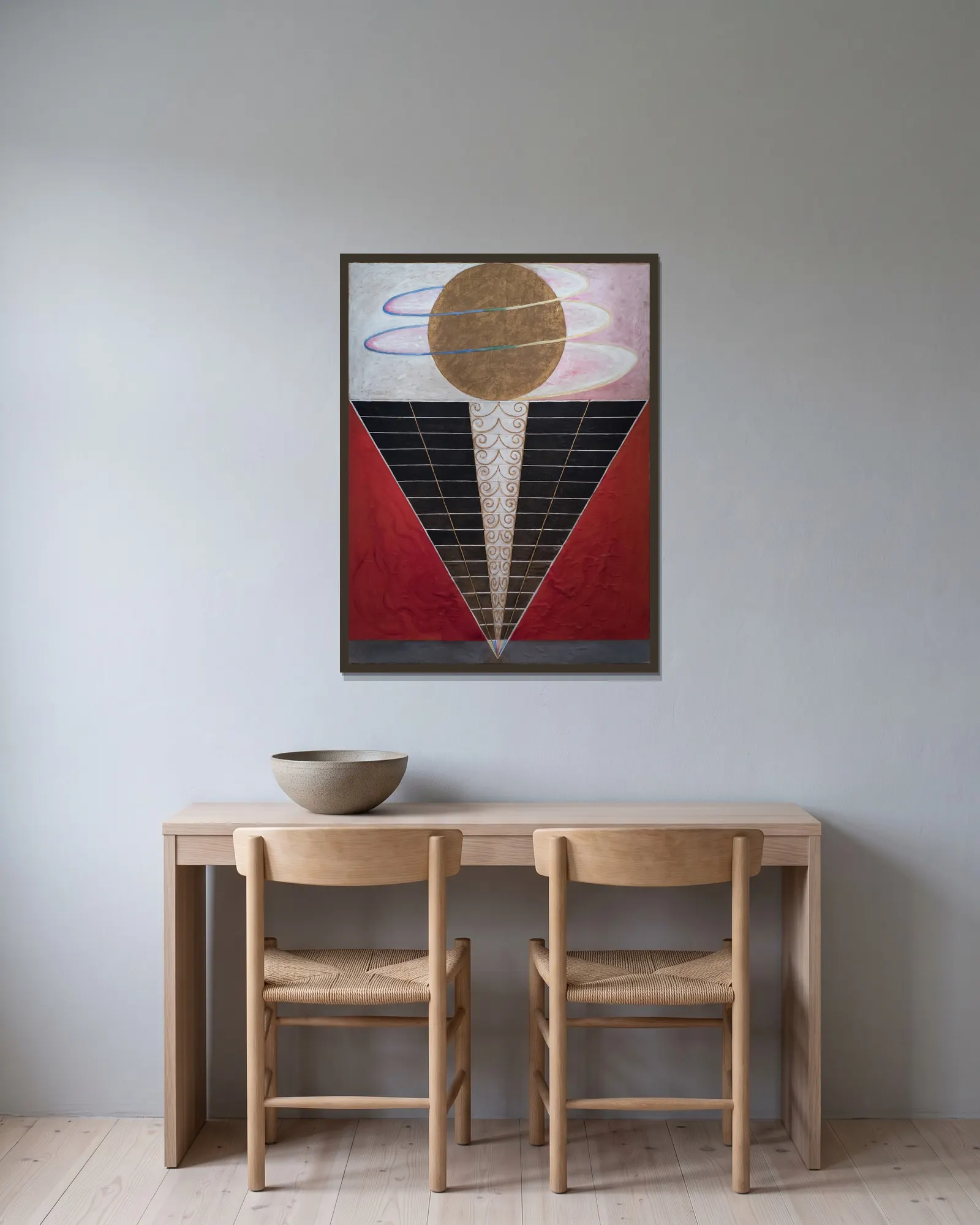 Grupp X, nr 2, Altartavla av Hilma af Klint inramad på en vägg