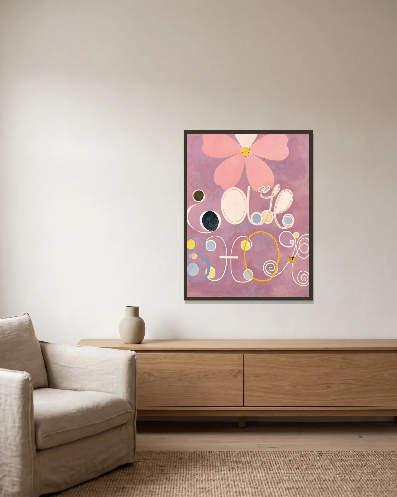 De tio största, nr 5, Vuxenlivet av Hilma af Klint inramad på en vägg