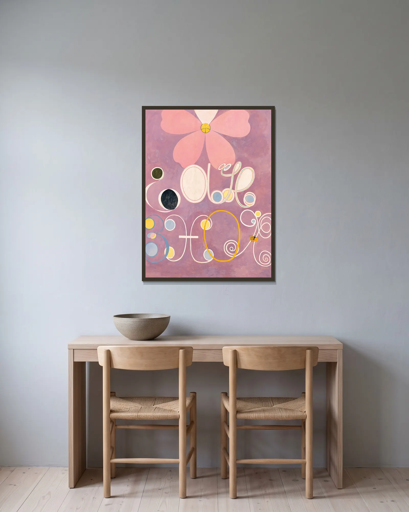 De tio största, nr 5, Vuxenlivet av Hilma af Klint inramad på en vägg