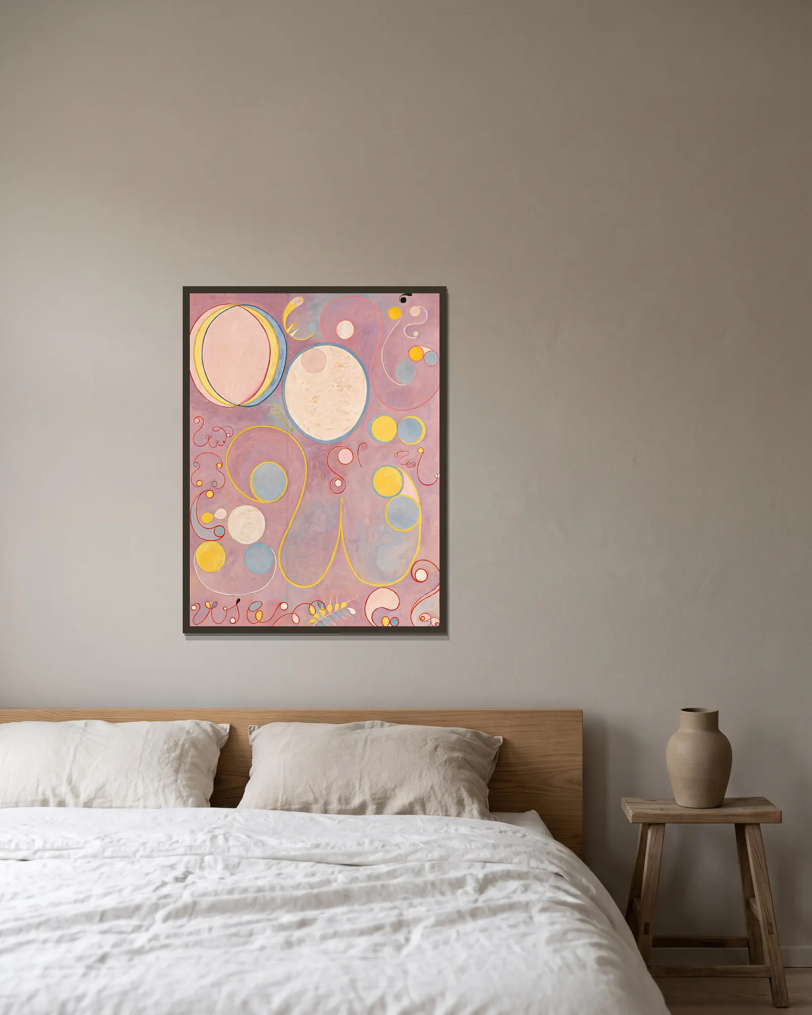 De tio största, nr 8, Vuxenåldern av Hilma af Klint inramad på en vägg
