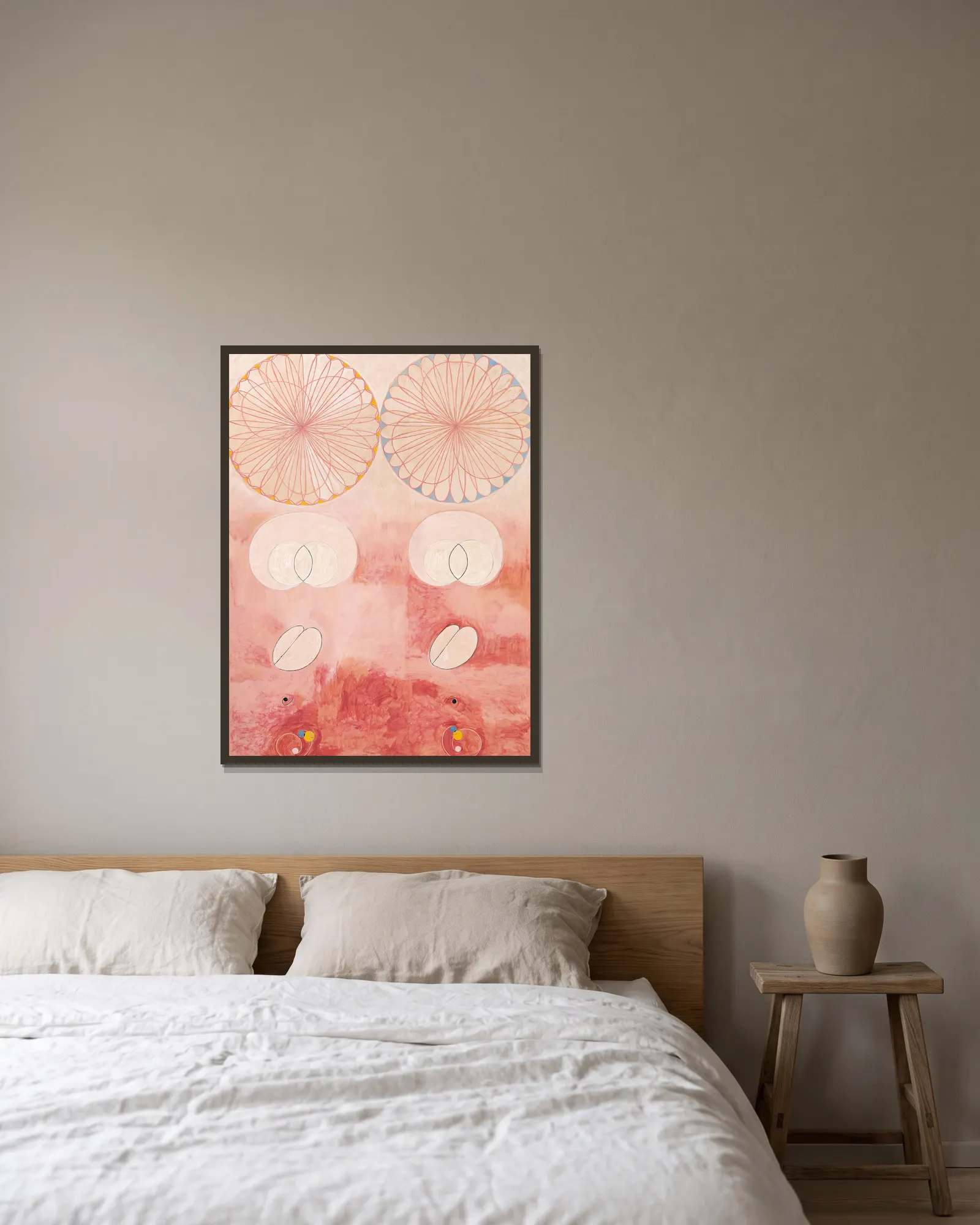 De tio största, nr 9, Ålderdom av Hilma af Klint inramad på en vägg