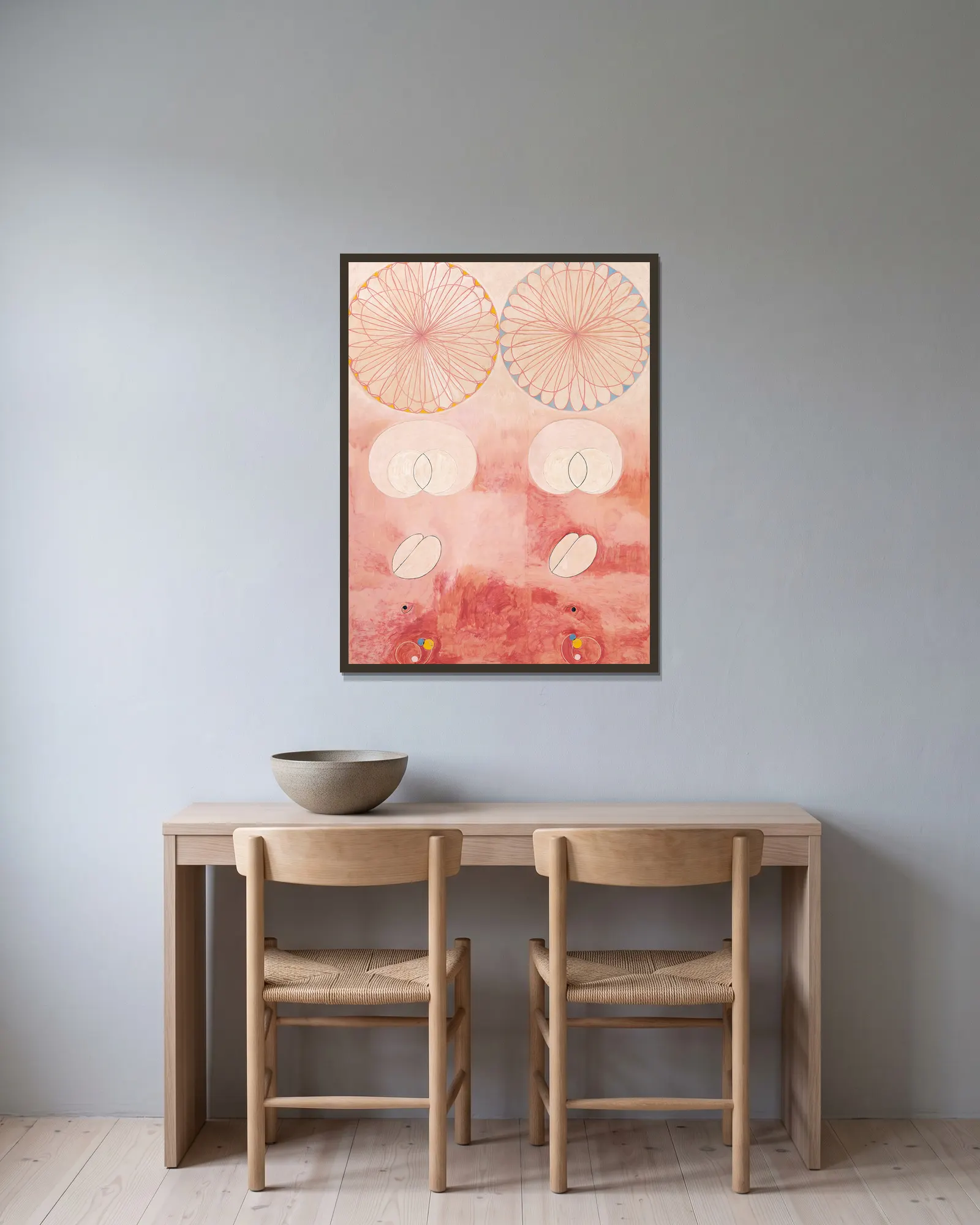 De tio största, nr 9, Ålderdom av Hilma af Klint inramad på en vägg