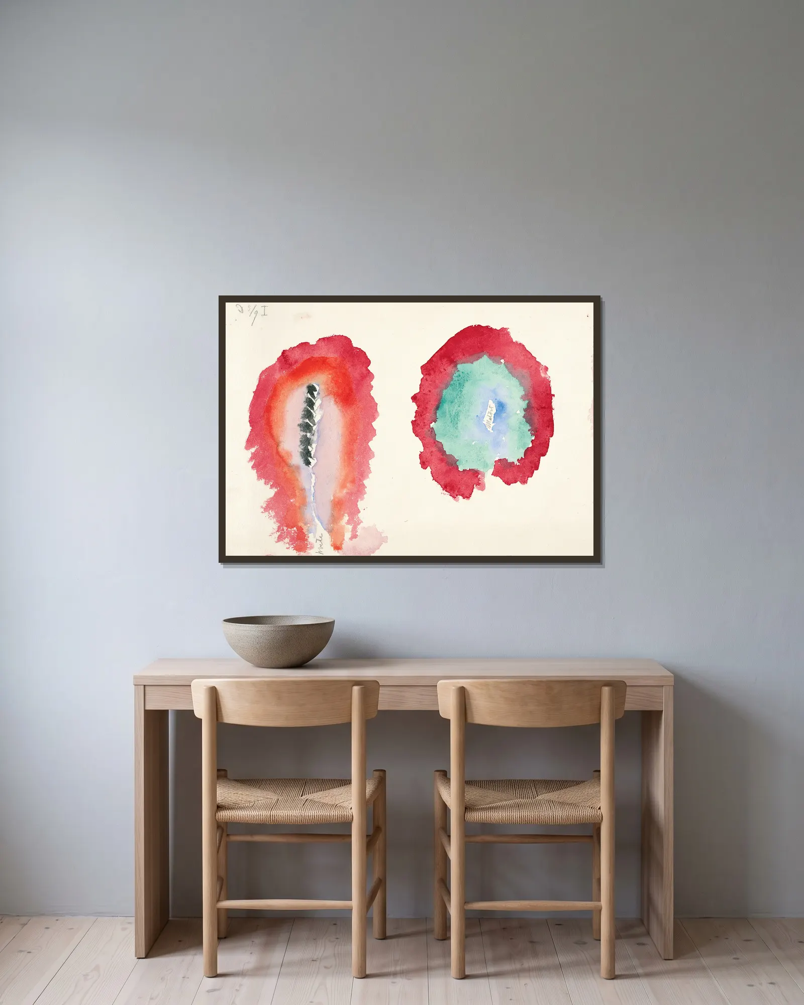 Vete och malört av Hilma af Klint inramad på en vägg