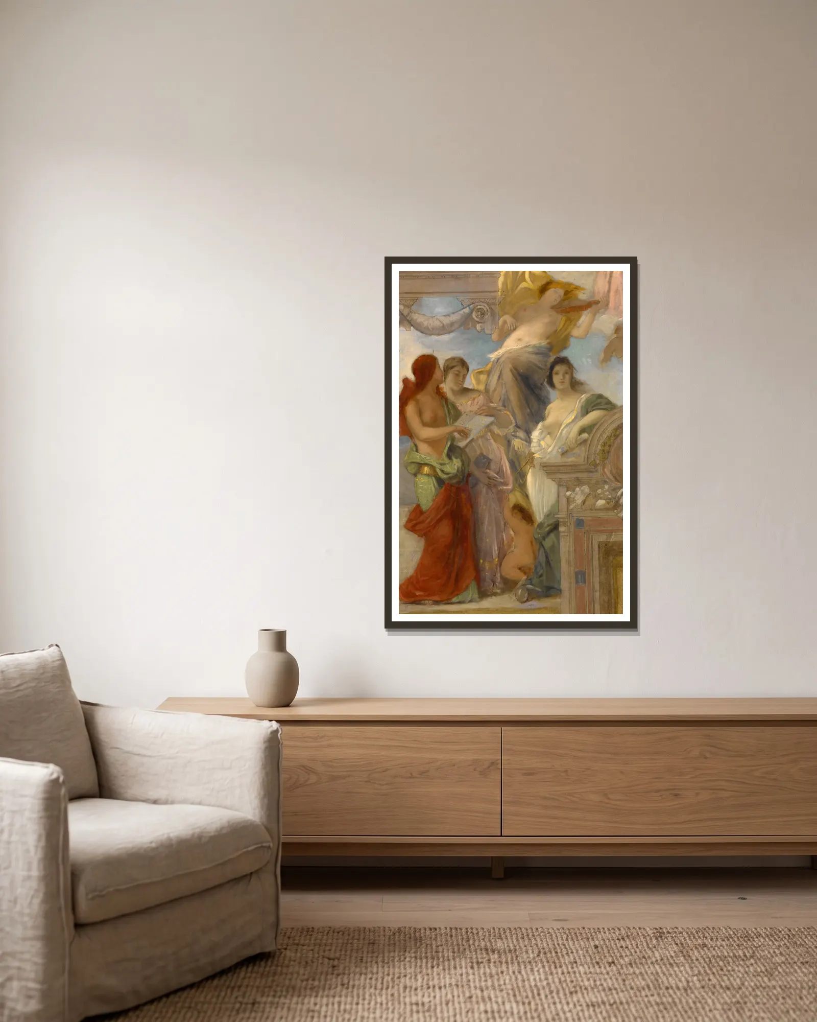 Study for an Architectural Decoration av Paul-Jacques-Aimé Baudry inramad på en vägg
