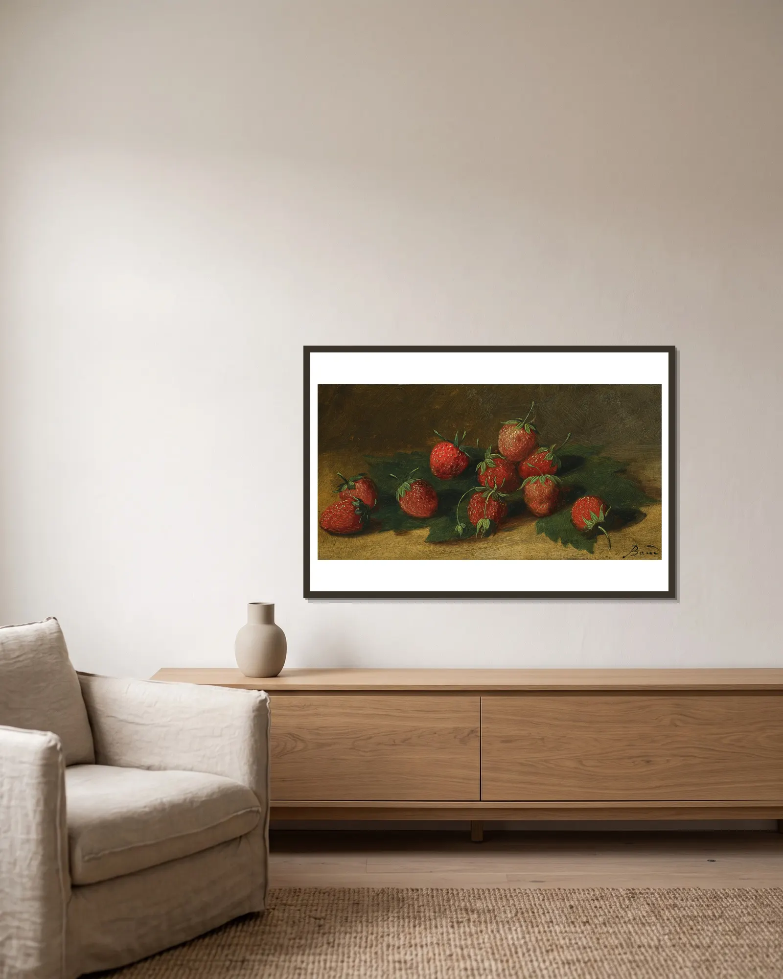 Study Of Strawberries av Paul-Jacques-Aimé Baudry inramad på en vägg