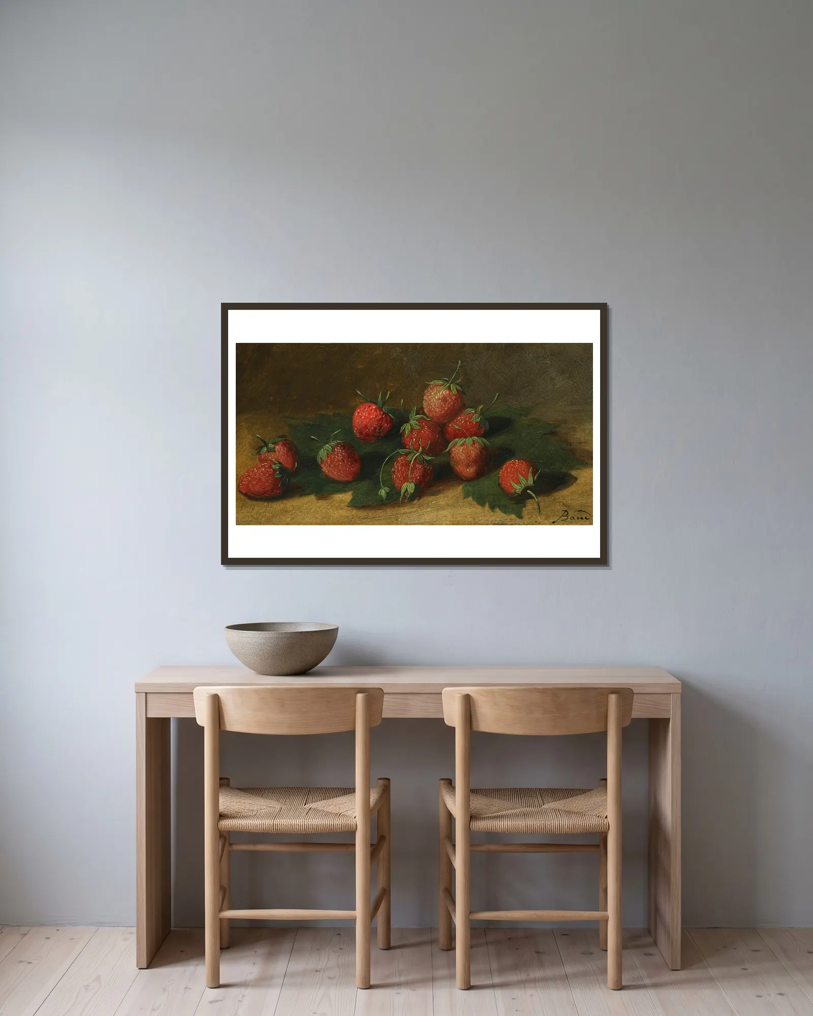 Study Of Strawberries av Paul-Jacques-Aimé Baudry inramad på en vägg
