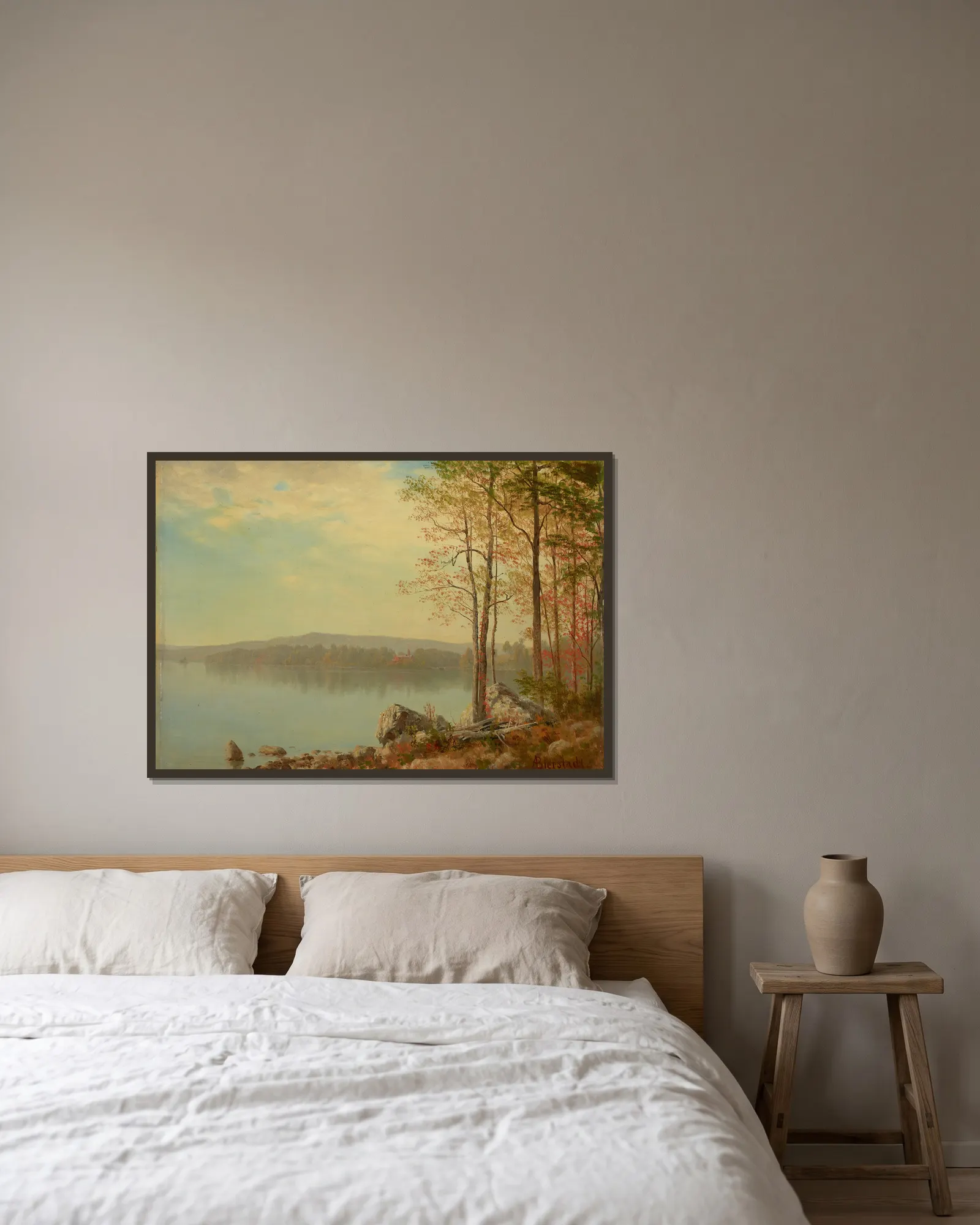 Landscape av Albert Bierstadt inramad på en vägg