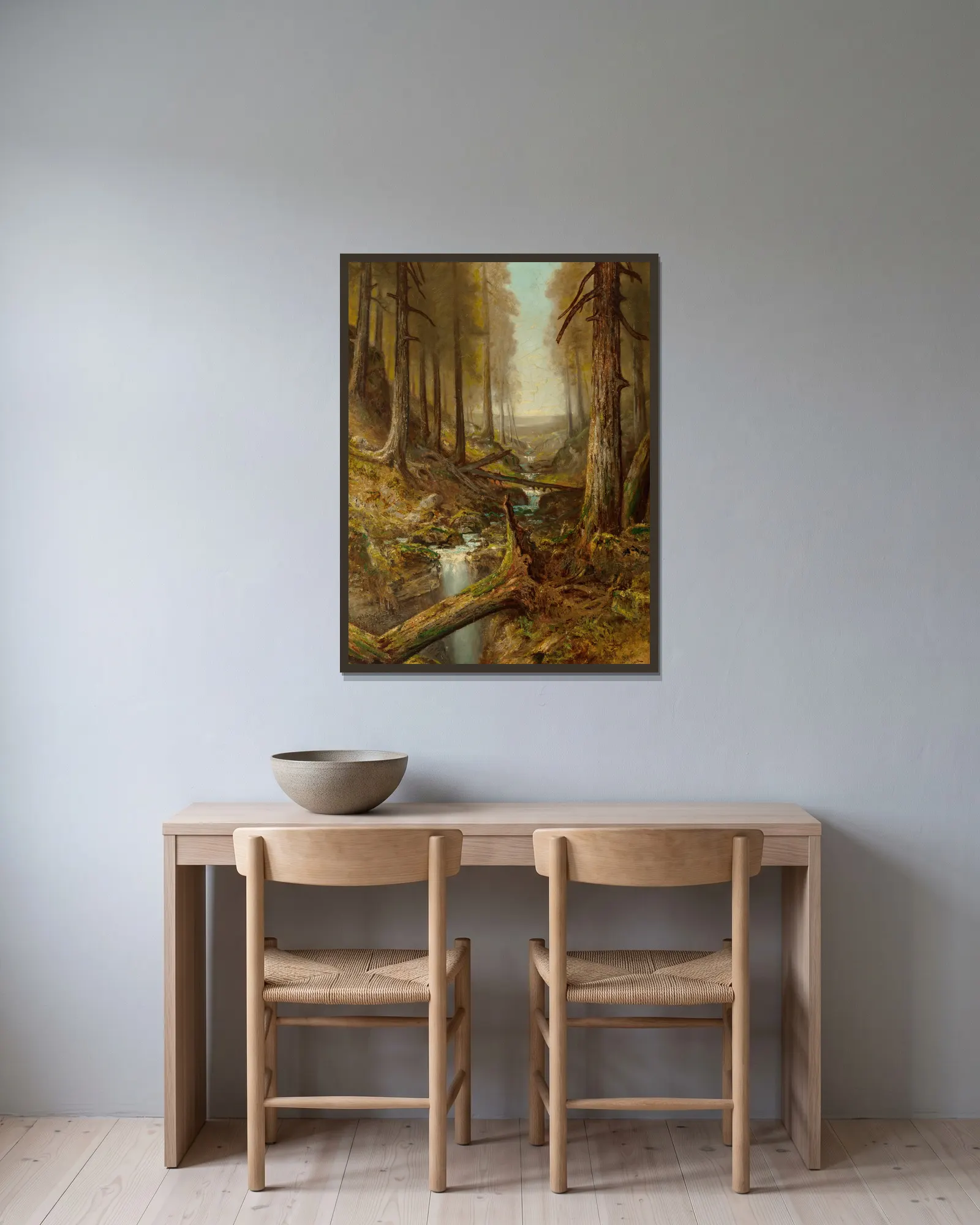Forest Interior av Ralph Albert Blakelock inramad på en vägg