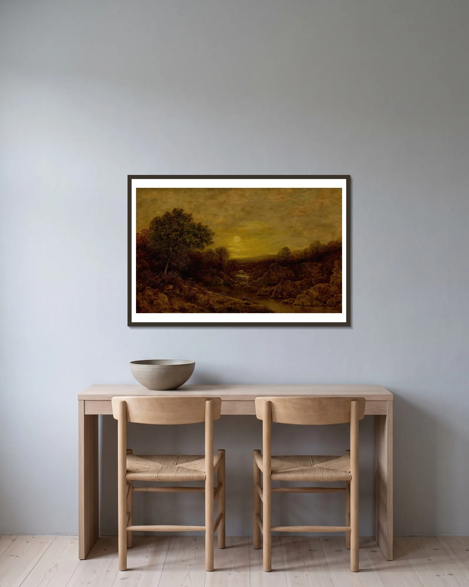 Golden Glow av Ralph Albert Blakelock inramad på en vägg