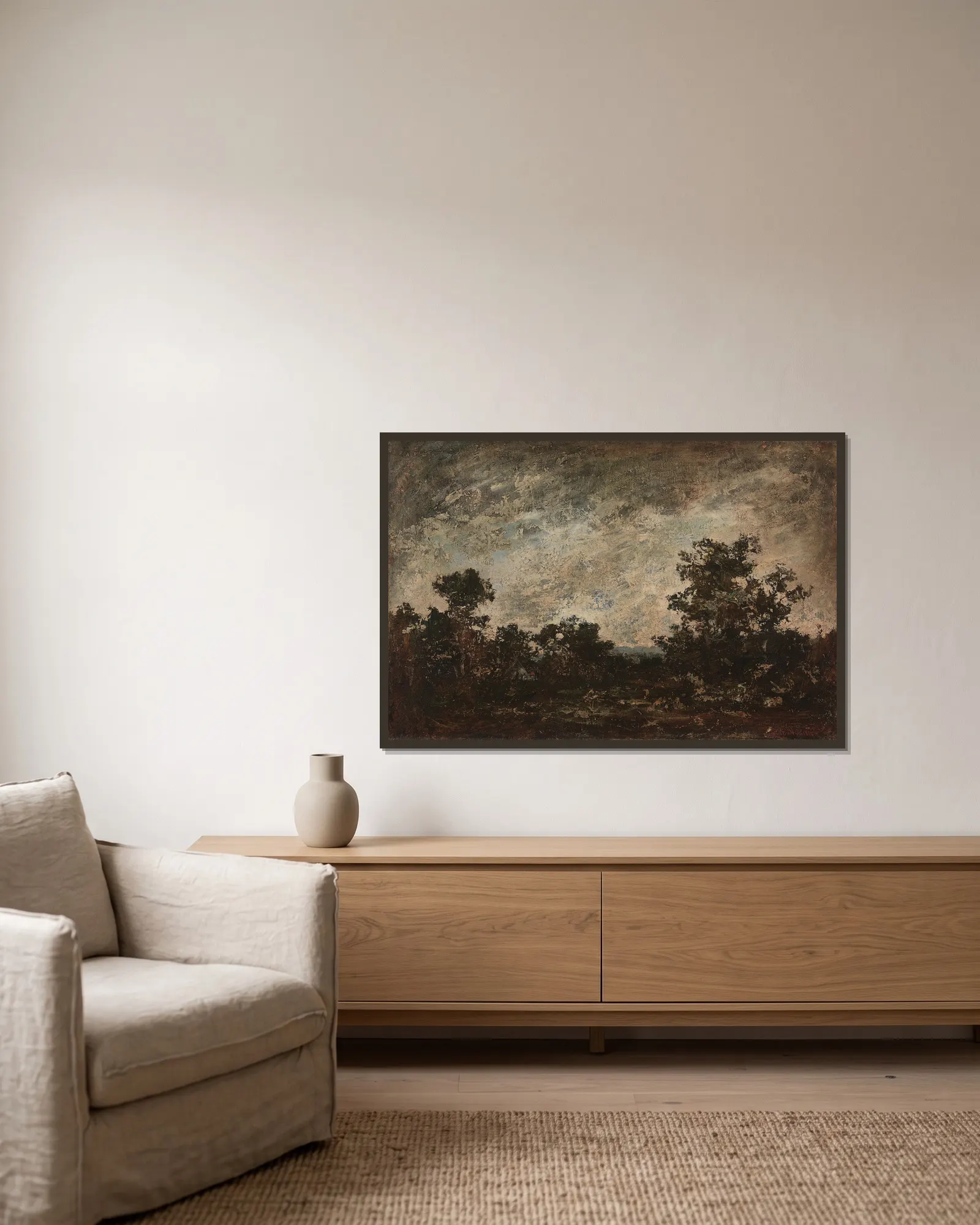 Indian Camp av Ralph Albert Blakelock inramad på en vägg