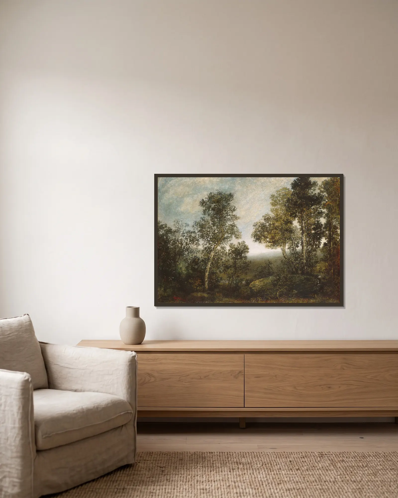 Landscape av Ralph Albert Blakelock inramad på en vägg