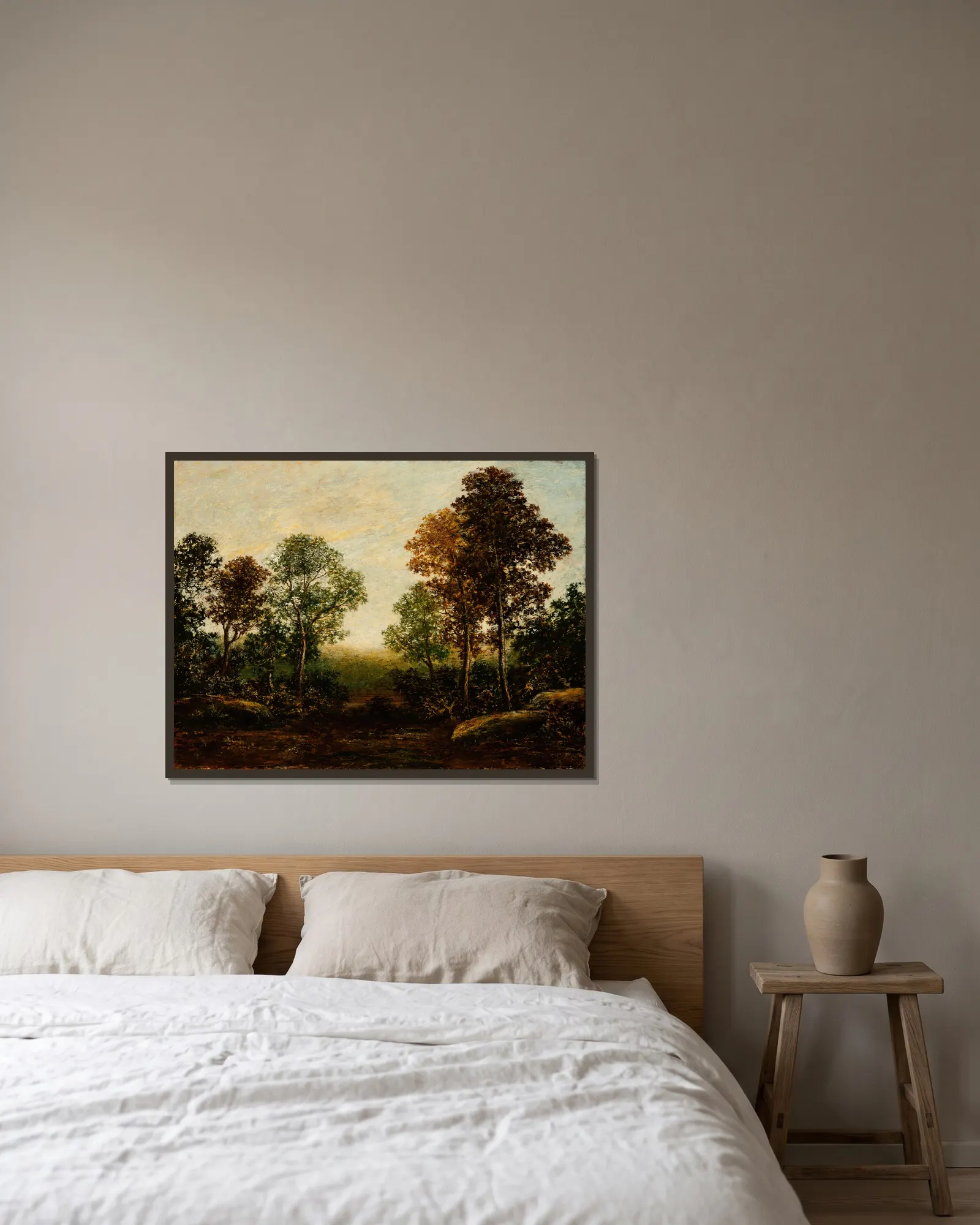 Landscape with Trees av Ralph Albert Blakelock inramad på en vägg