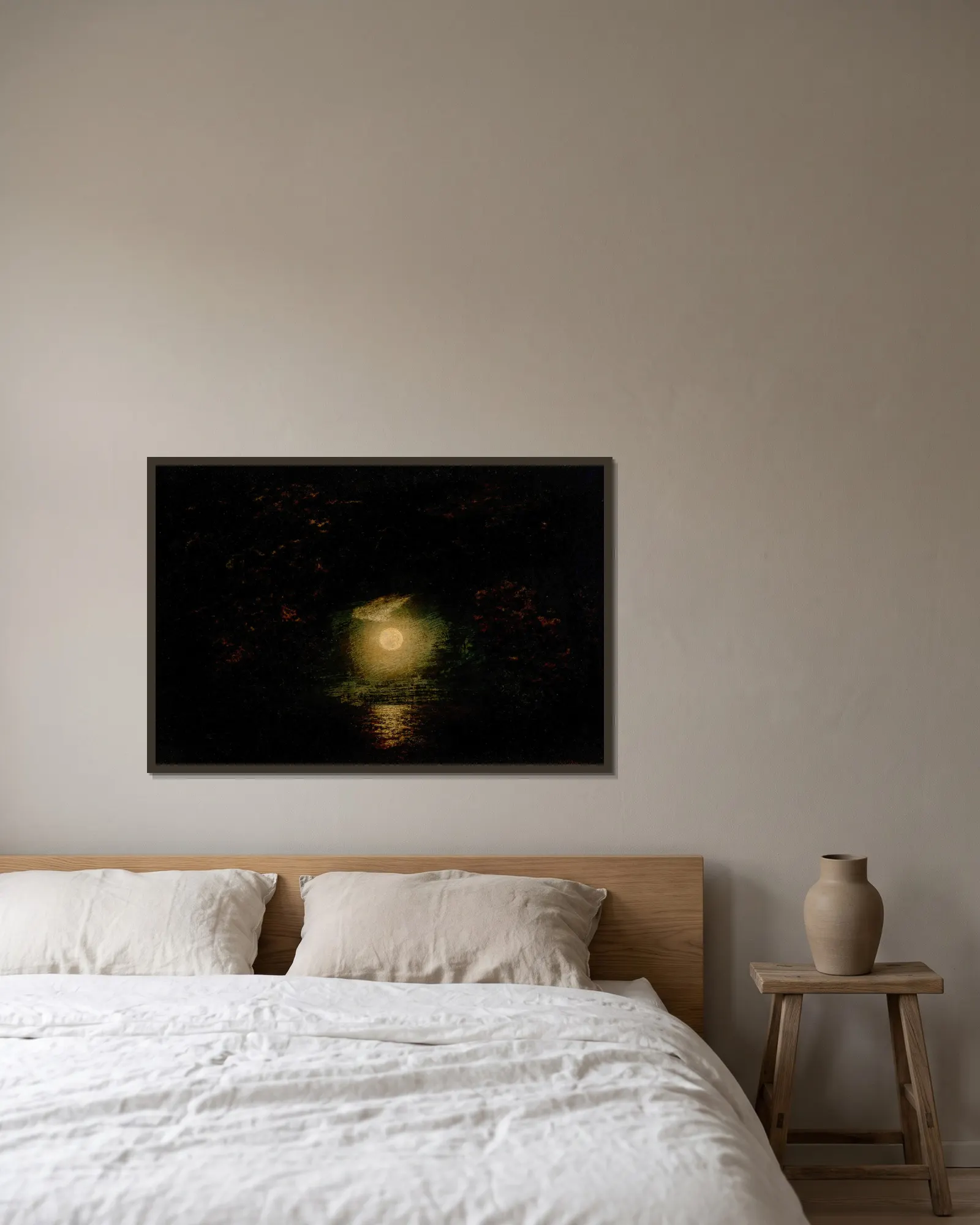 Moonlight av Ralph Albert Blakelock inramad på en vägg