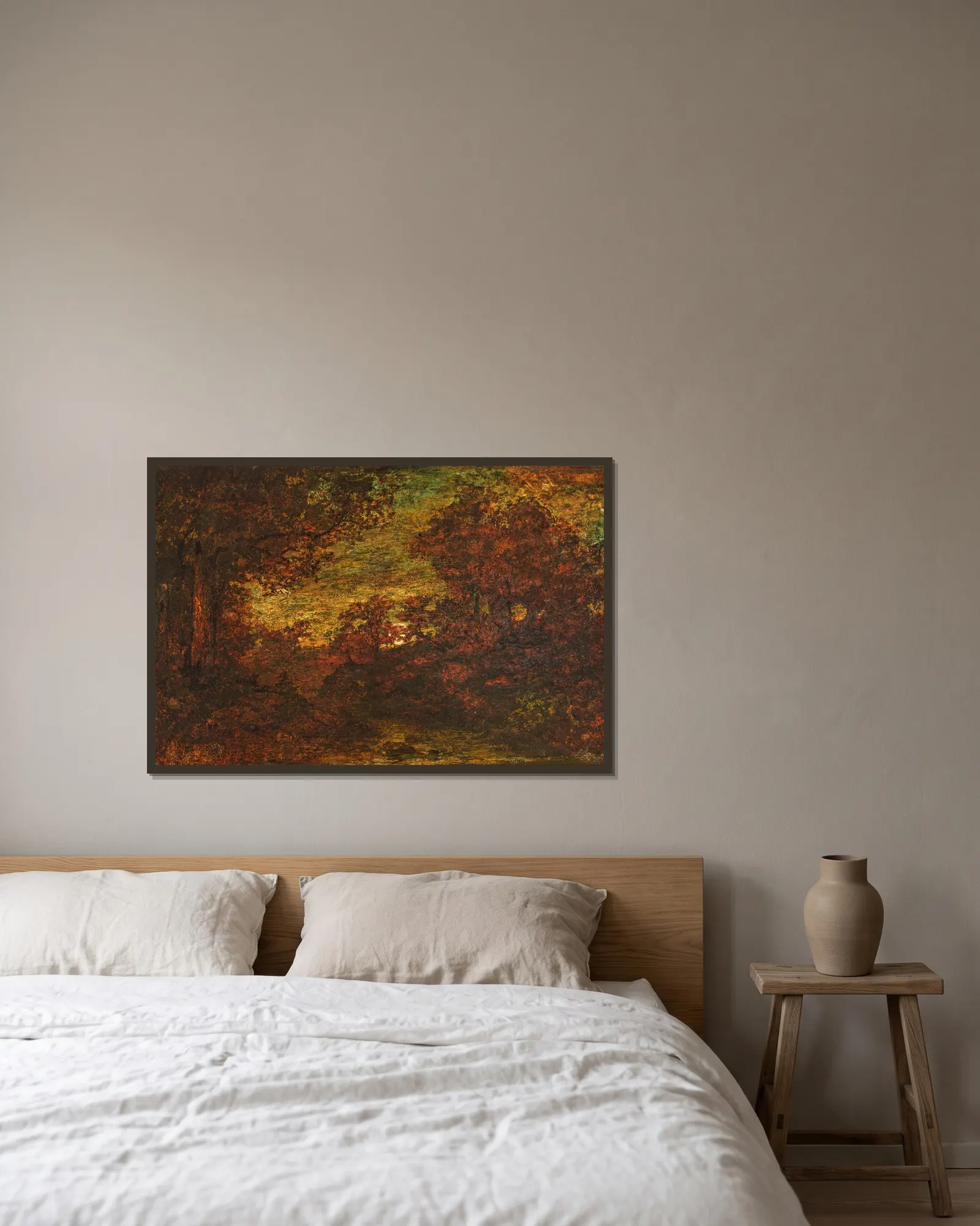 Moonrise av Ralph Albert Blakelock inramad på en vägg