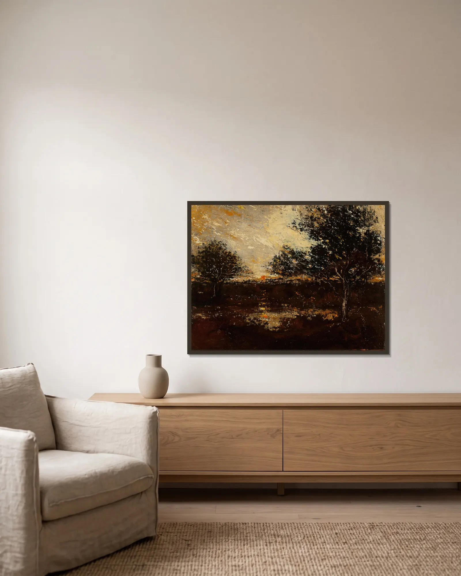 Reflections av Ralph Albert Blakelock inramad på en vägg
