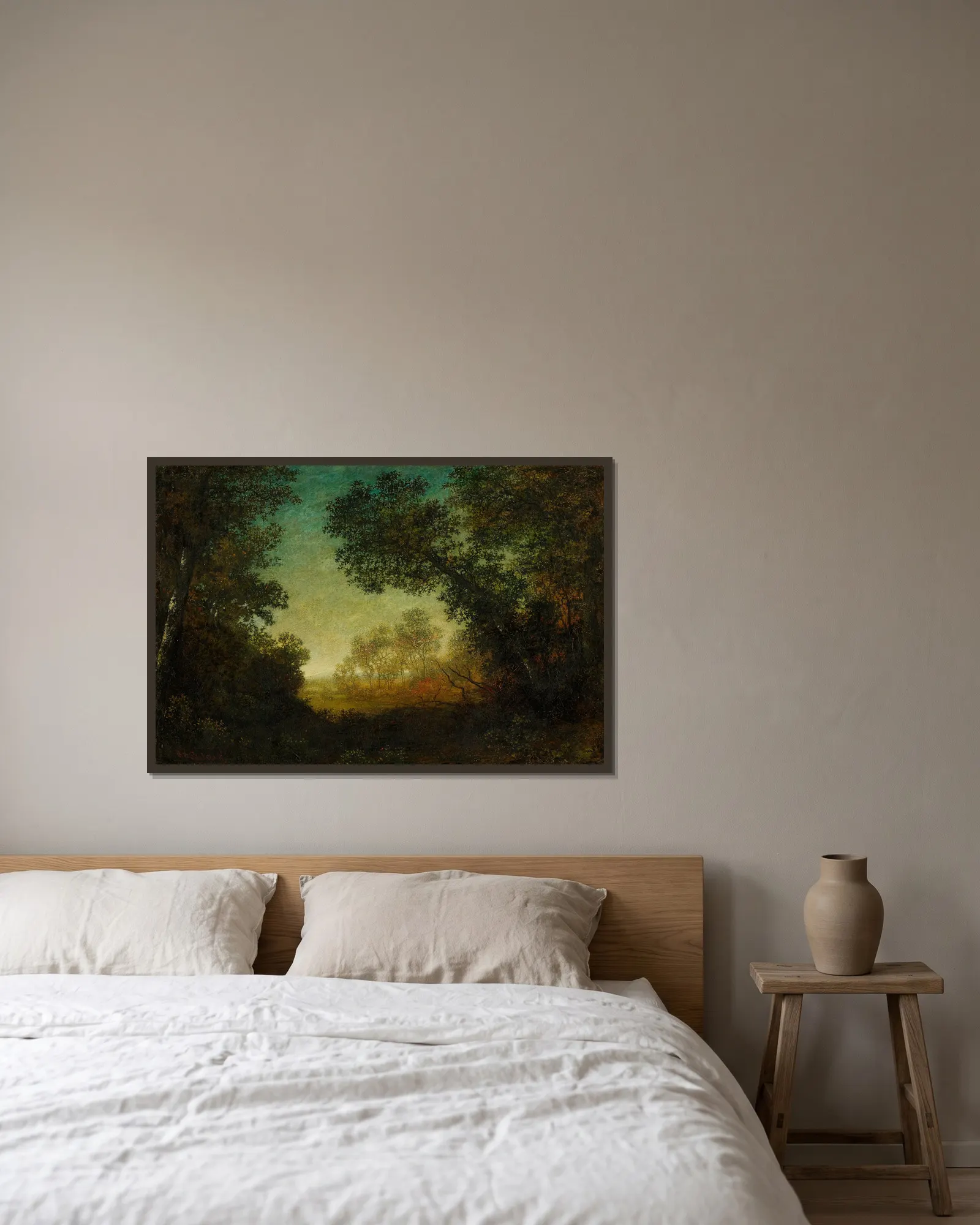 The Vista av Ralph Albert Blakelock inramad på en vägg