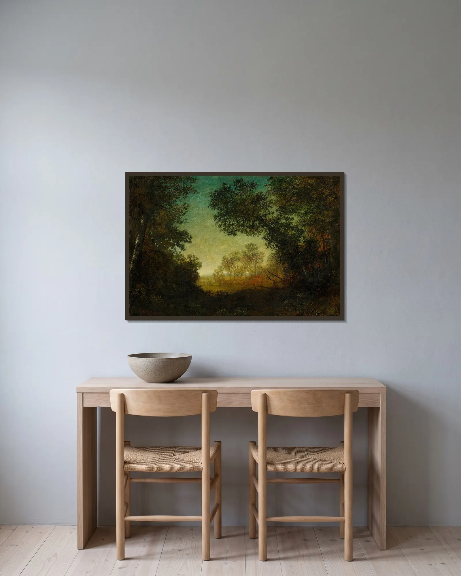 The Vista av Ralph Albert Blakelock inramad på en vägg