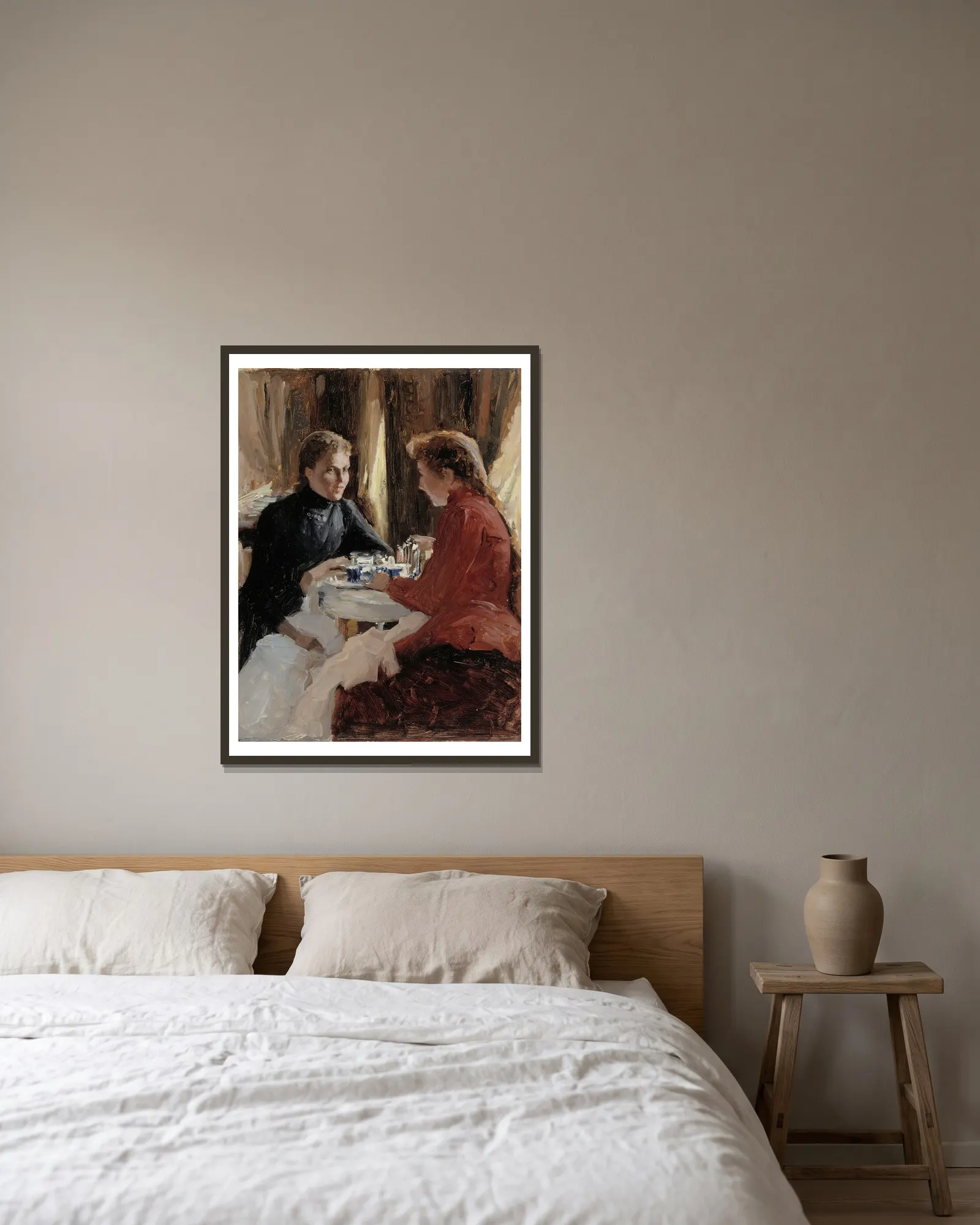 Elevenses av Albert Edelfelt inramad på en vägg