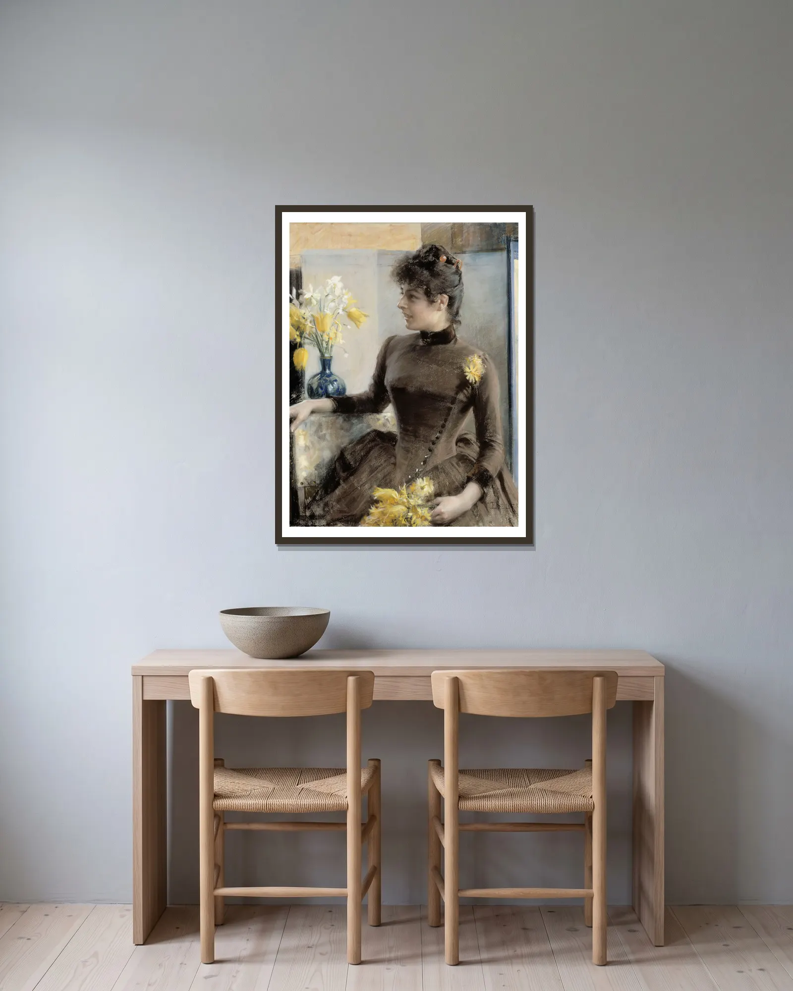 Parisienne av Albert Edelfelt inramad på en vägg