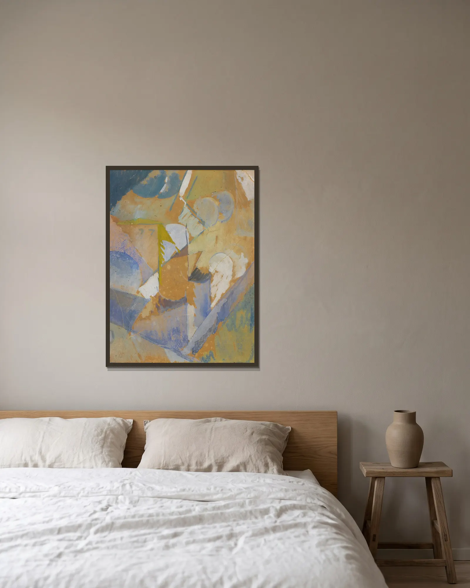 Composition cubiste bleue av Albert Gleizes inramad på en vägg