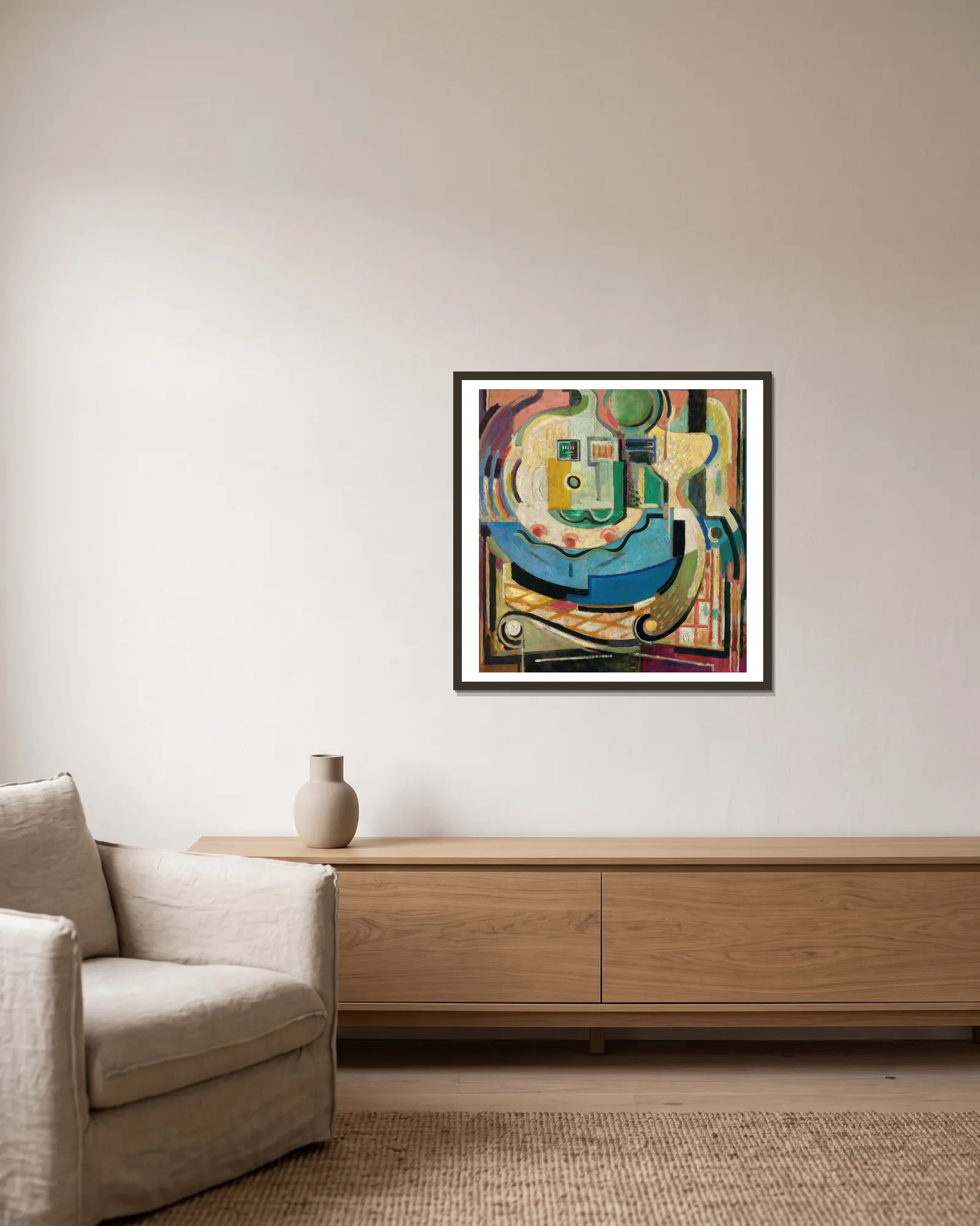Composition av Albert Gleizes inramad på en vägg