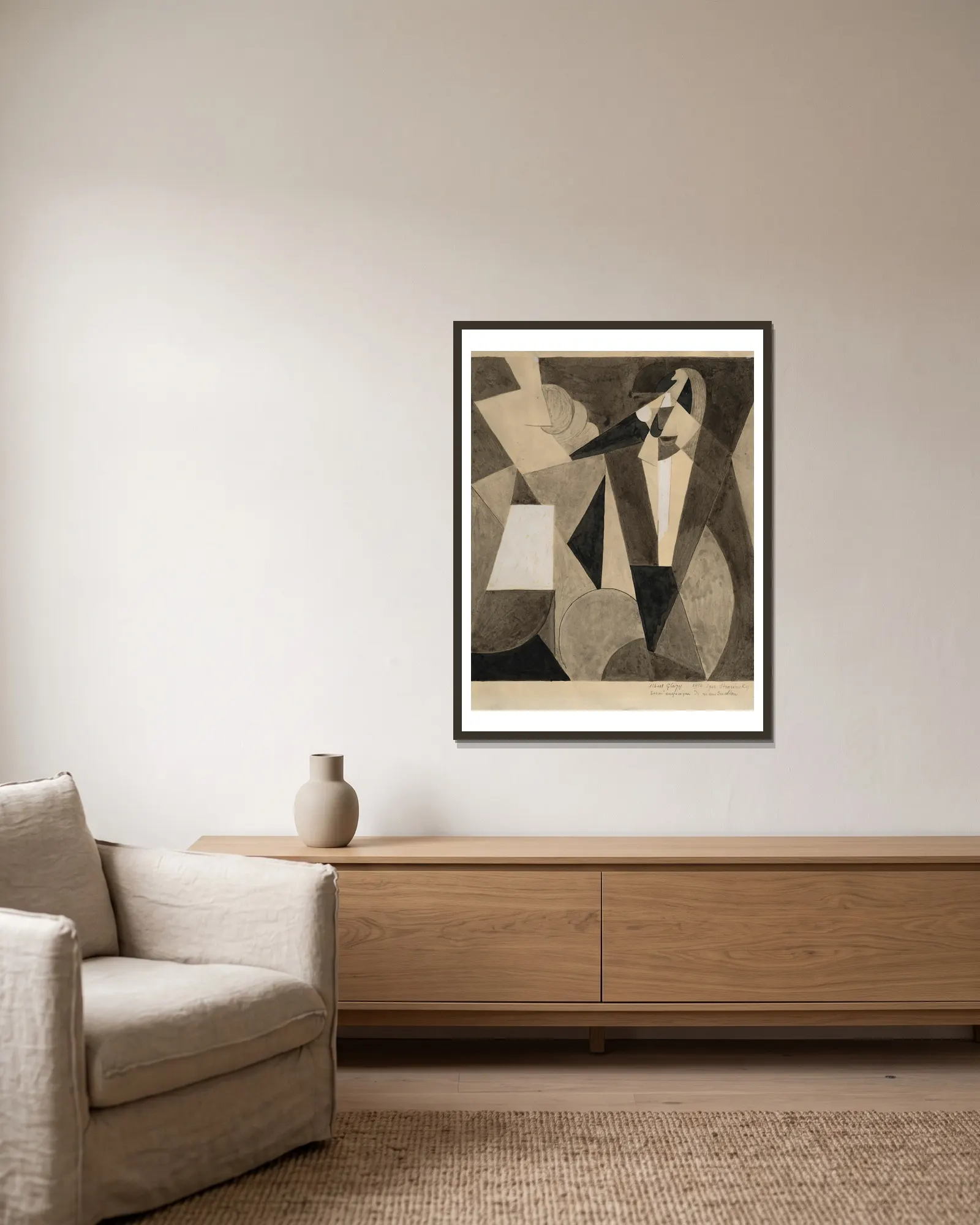 Igor Stravinsky av Albert Gleizes inramad på en vägg