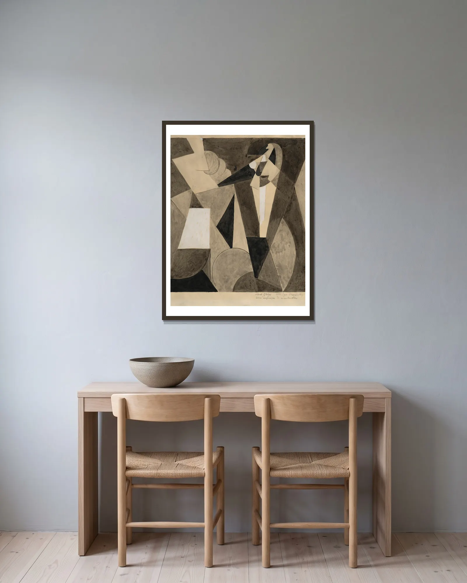 Igor Stravinsky av Albert Gleizes inramad på en vägg