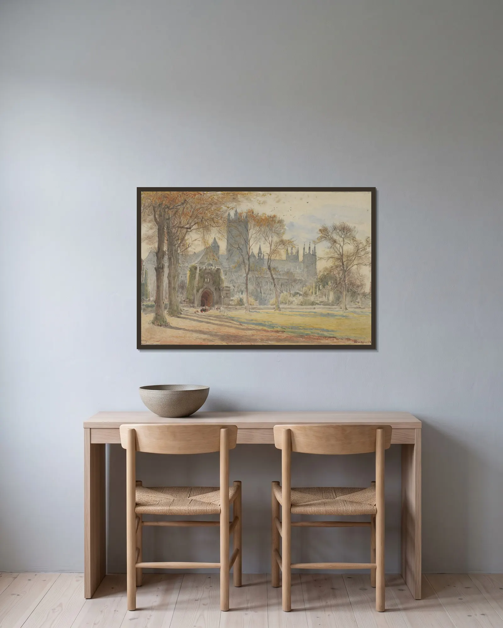 Canterbury av Albert Goodwin inramad på en vägg