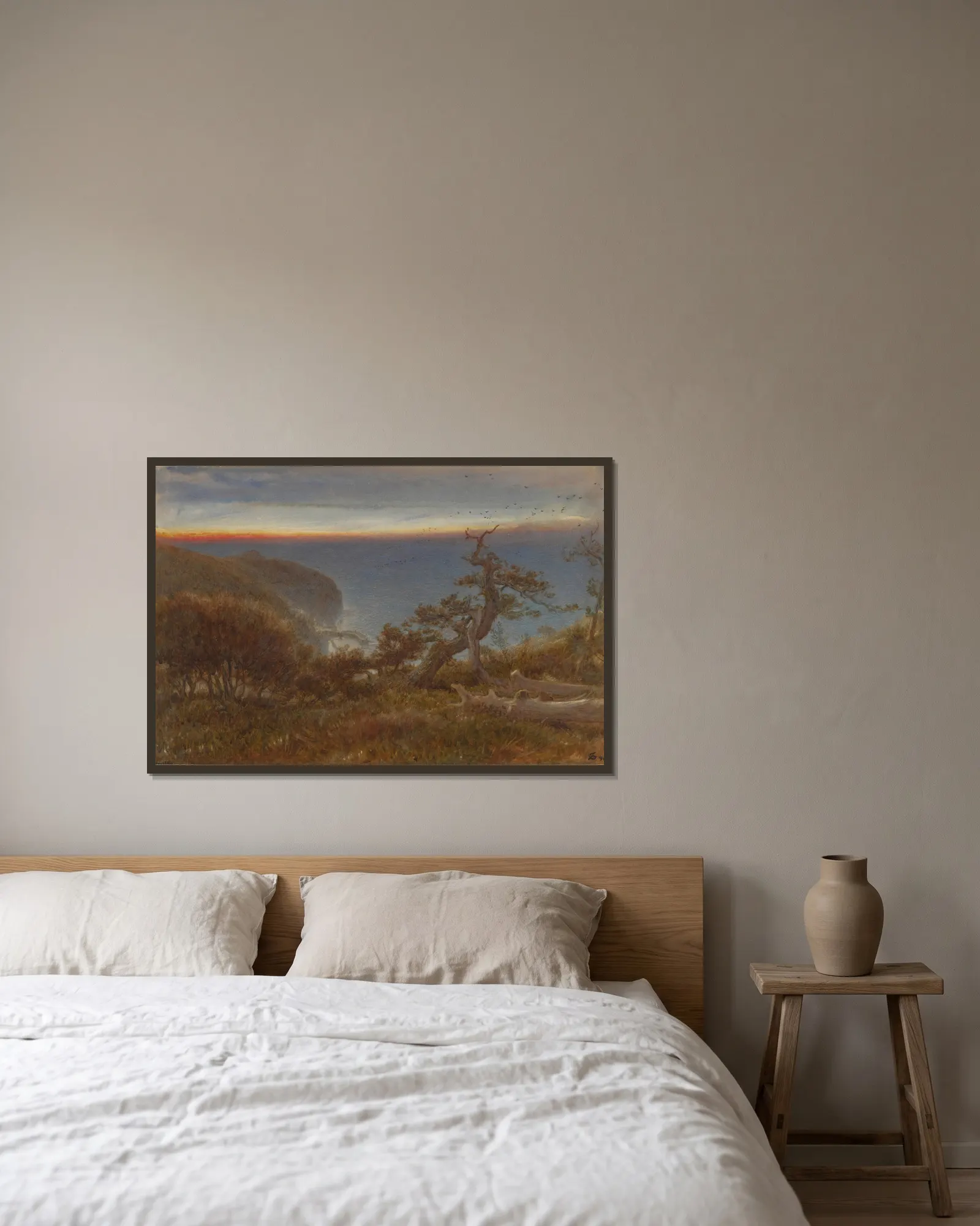 Clovelly av Albert Goodwin inramad på en vägg