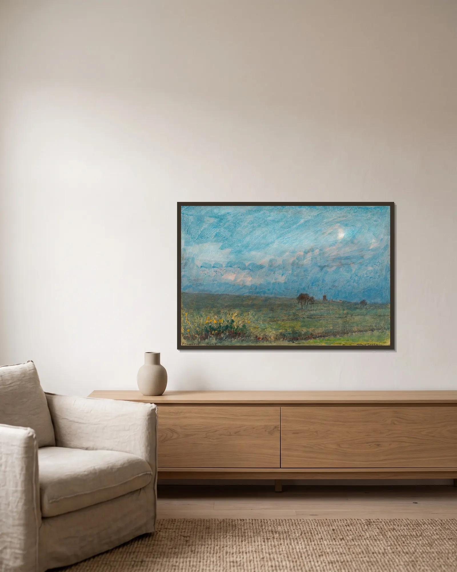 Reculver (Kent) (20th century) av Albert Goodwin inramad på en vägg