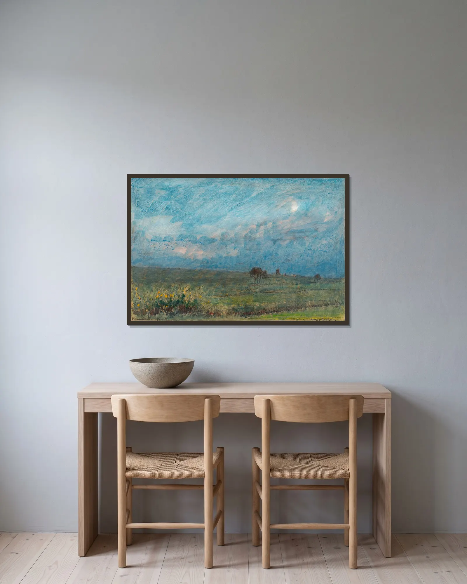 Reculver (Kent) (20th century) av Albert Goodwin inramad på en vägg