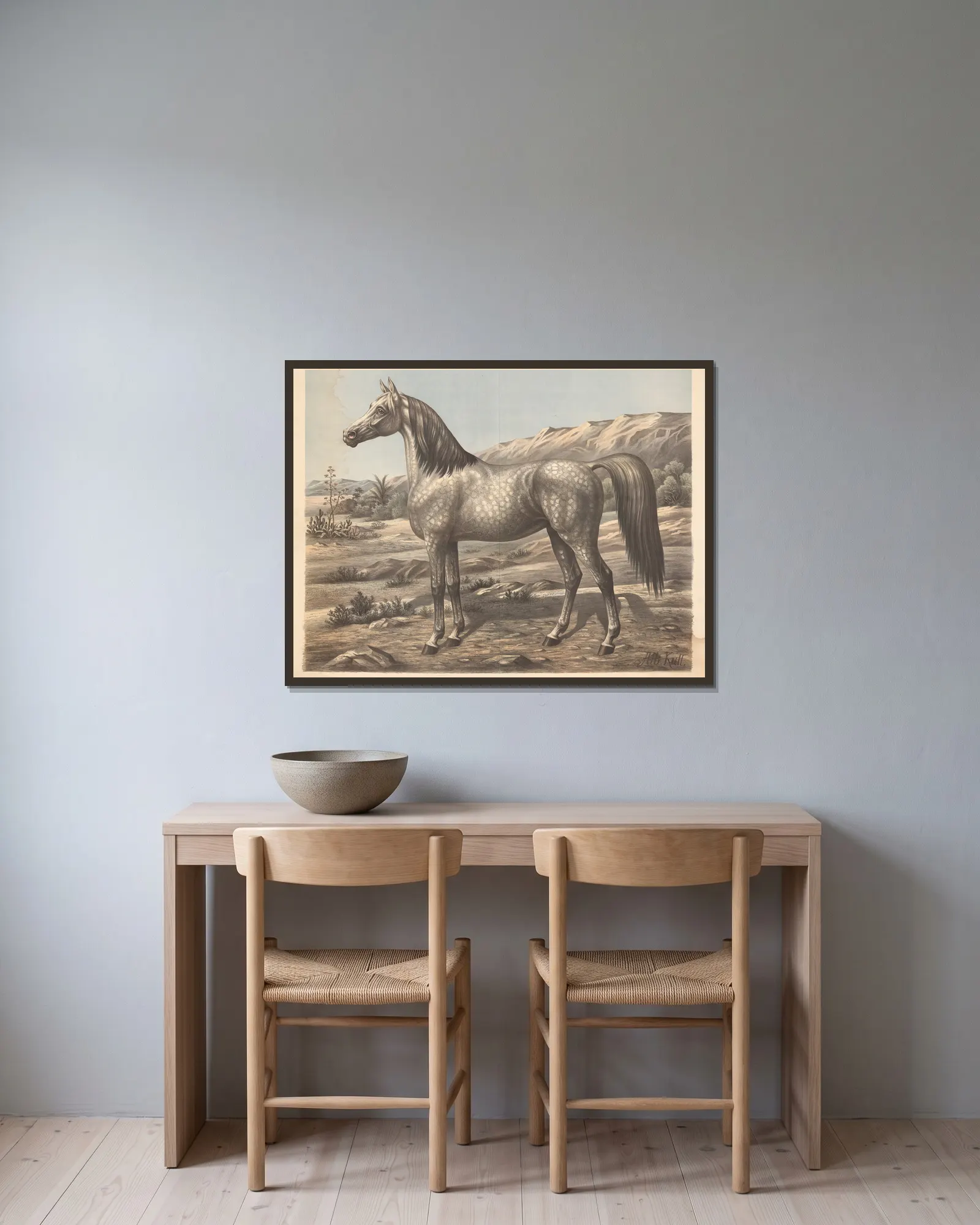 Horse (Arabian) av Albert Kull inramad på en vägg