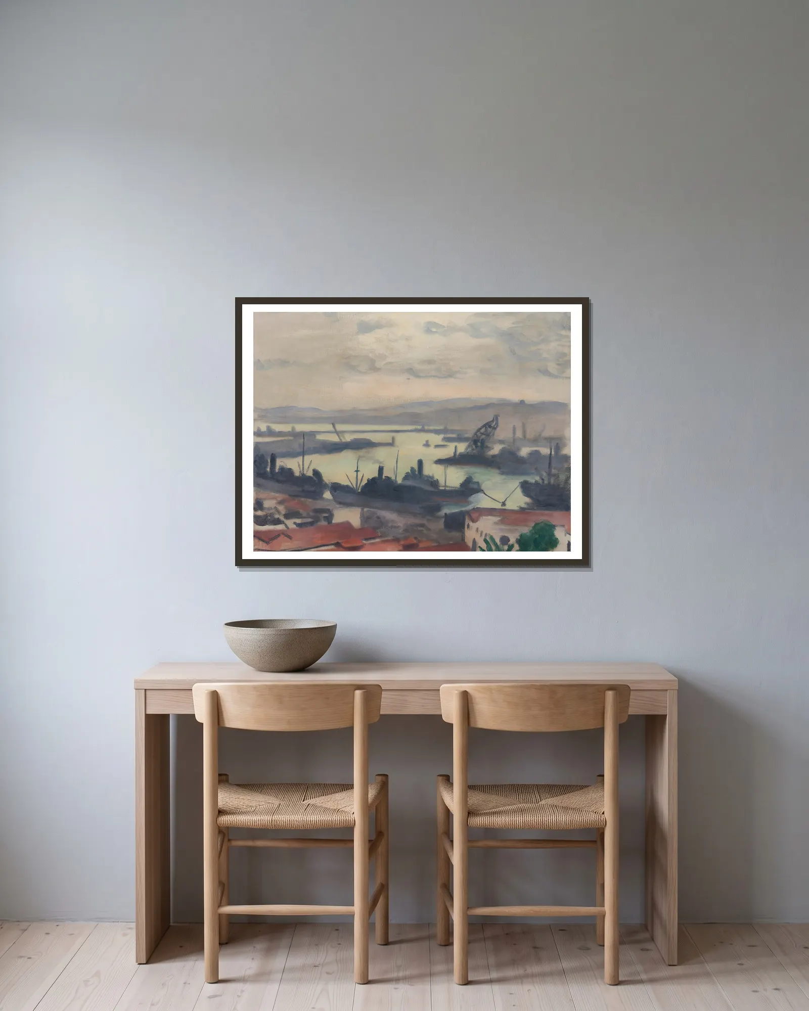 Port D’alger av Albert Marquet inramad på en vägg