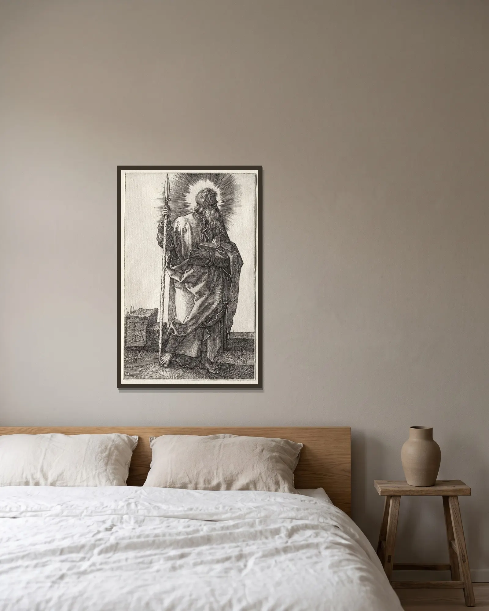 The Apostle Thomas av Albrecht Dürer inramad på en vägg