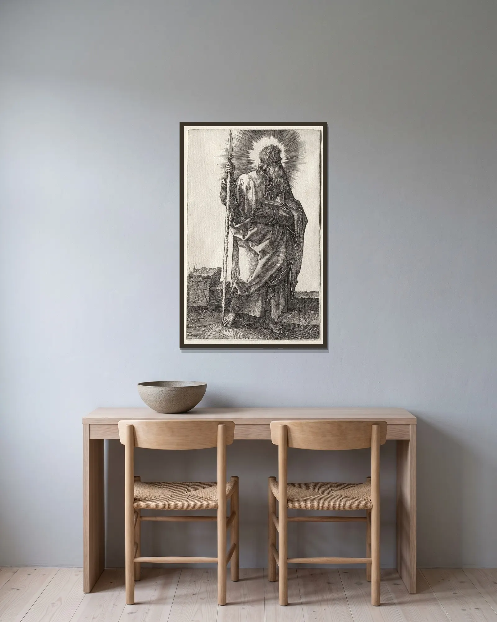 The Apostle Thomas av Albrecht Dürer inramad på en vägg