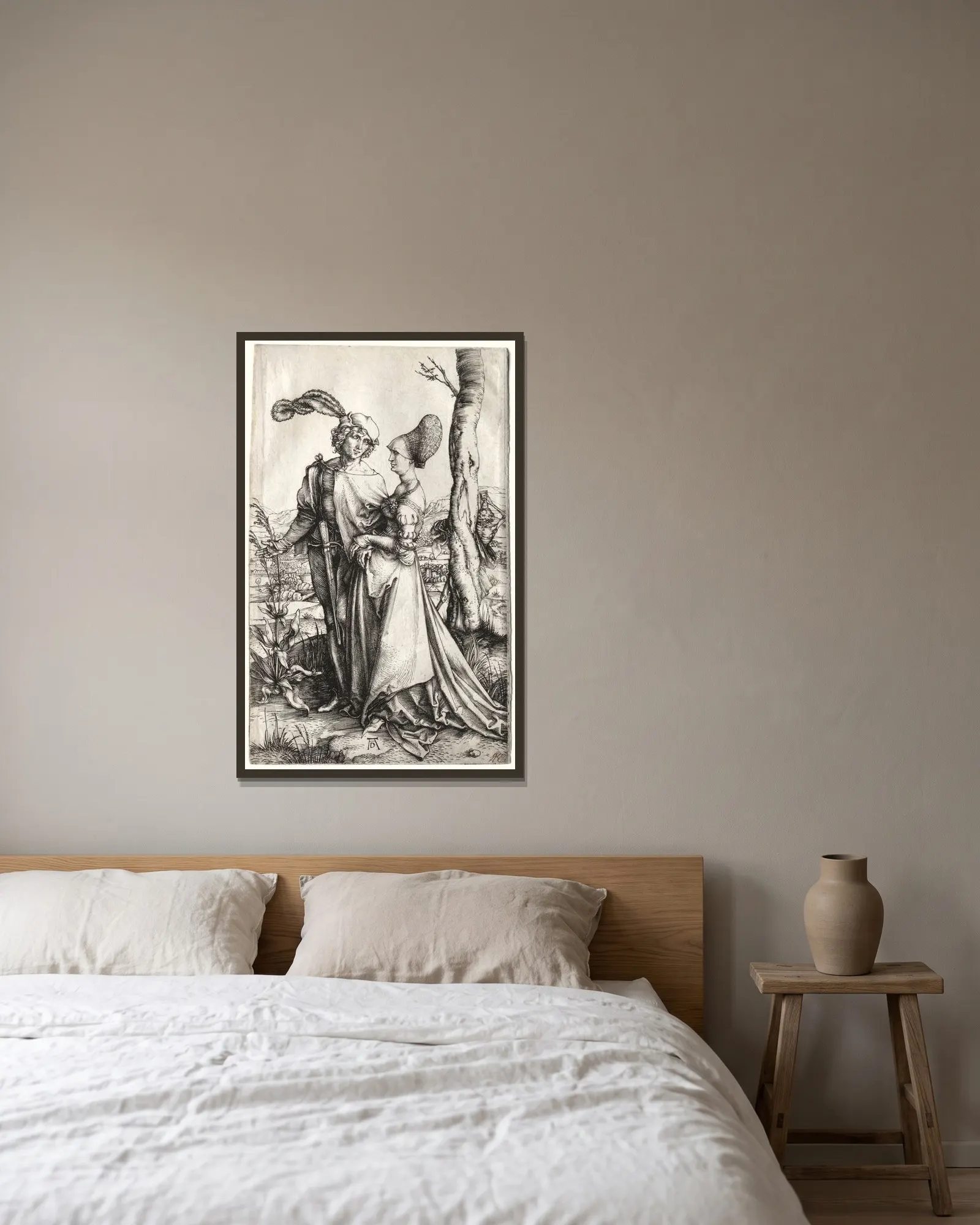The Promenade av Albrecht Dürer inramad på en vägg