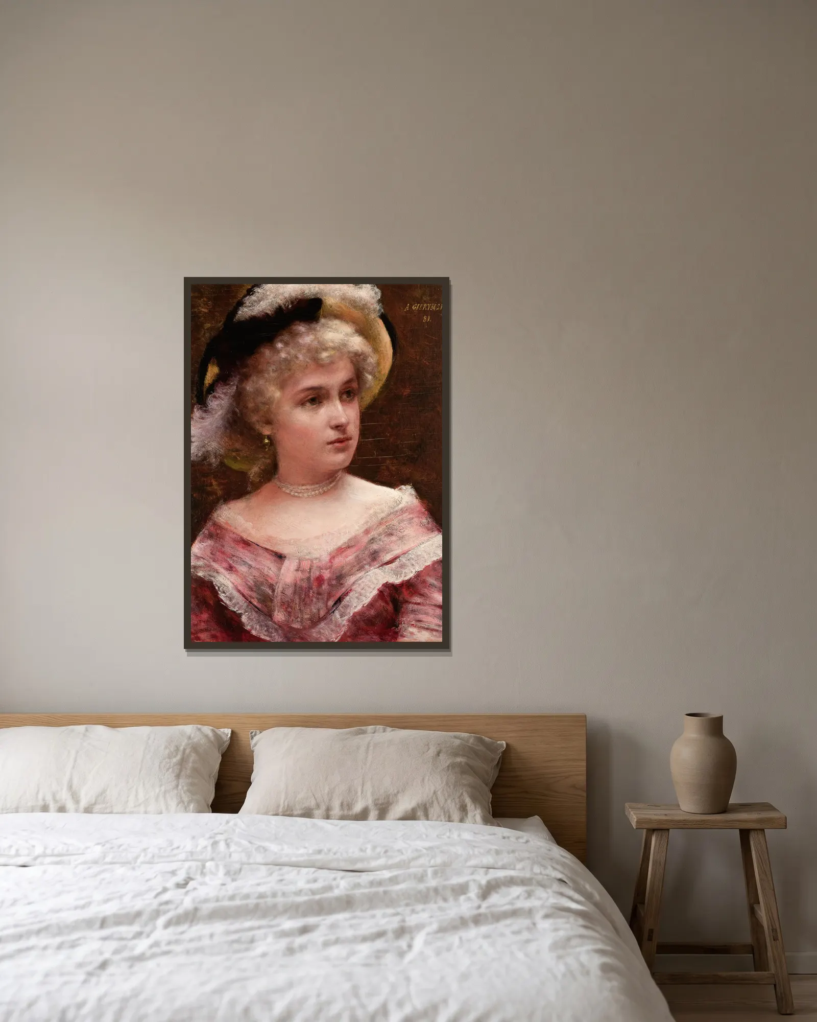 Rococo Lady av Aleksander Gierymski inramad på en vägg