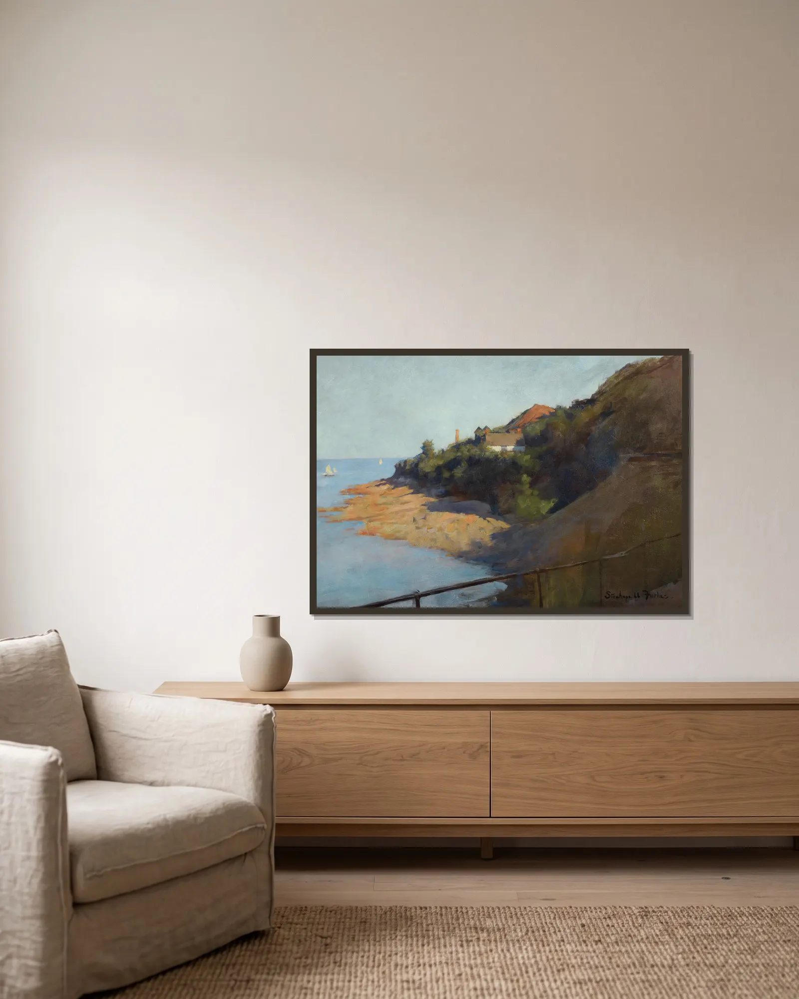 Penlee Quarry av Stanhope Alexander Forbes inramad på en vägg